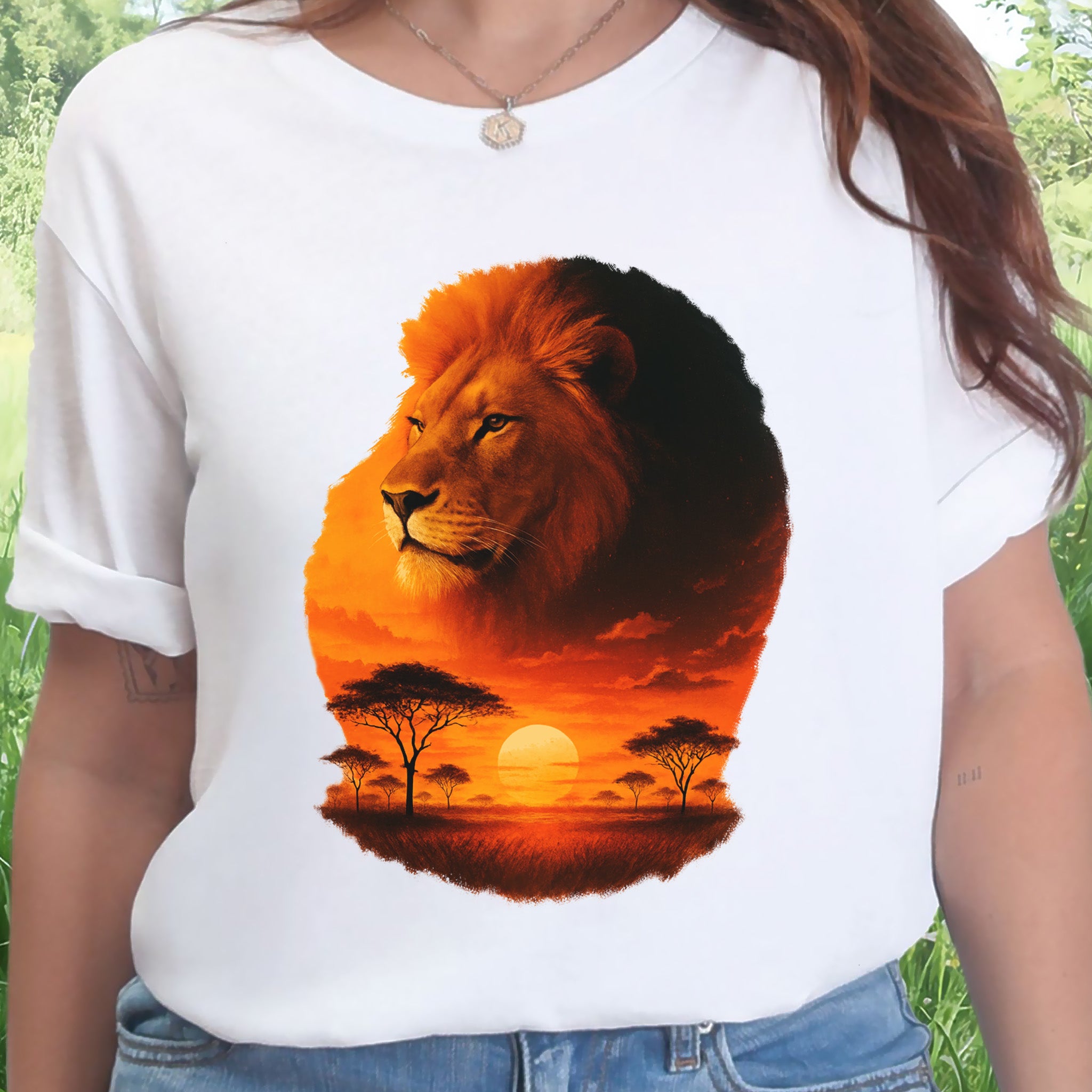 Sunset Safari Lion T-Shirt – Majestic Savannah Spirit Animal Tee