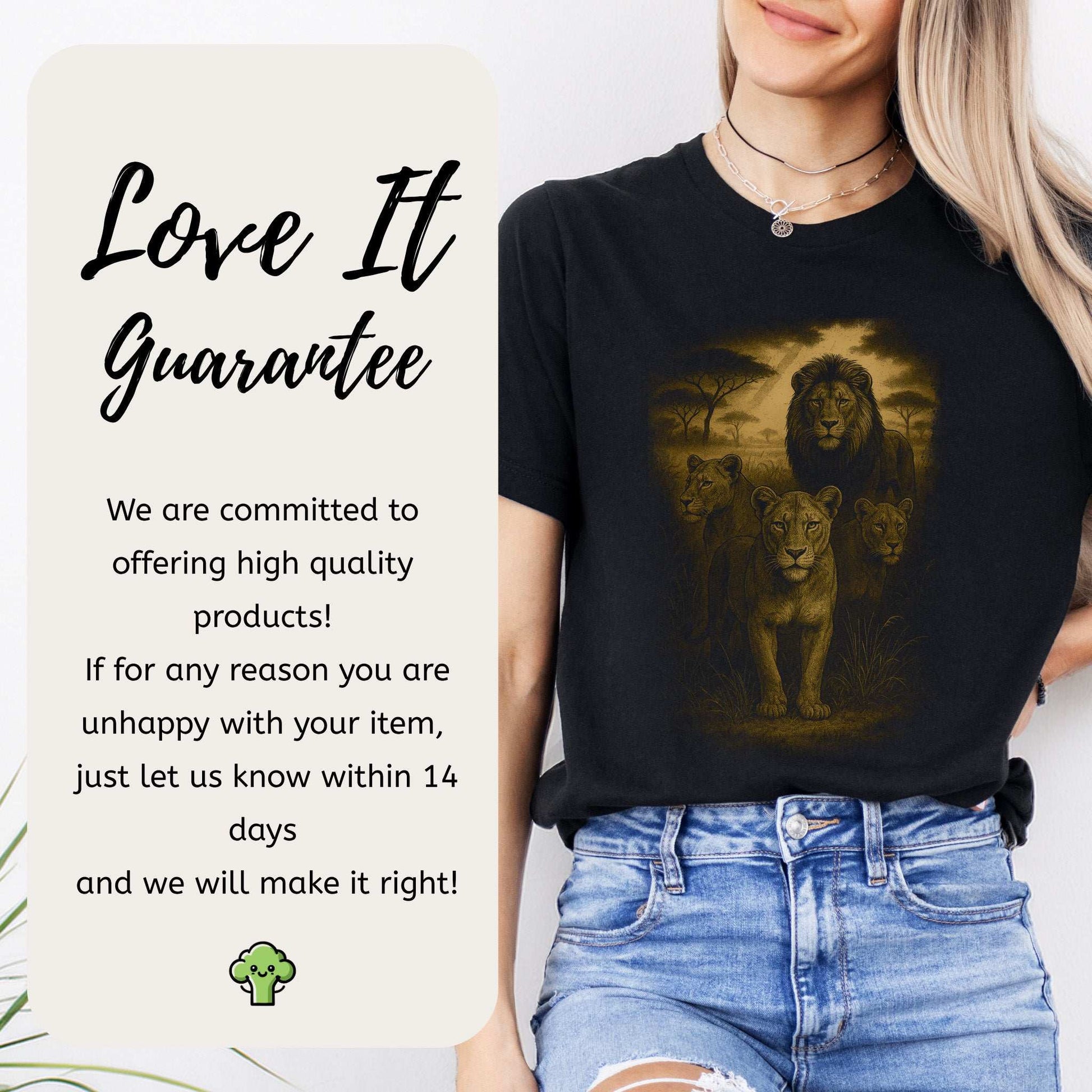 Lioness Spirit Animal T-Shirt – Savannah Strength & Wild Sisterhood with a Love It Guarantee.