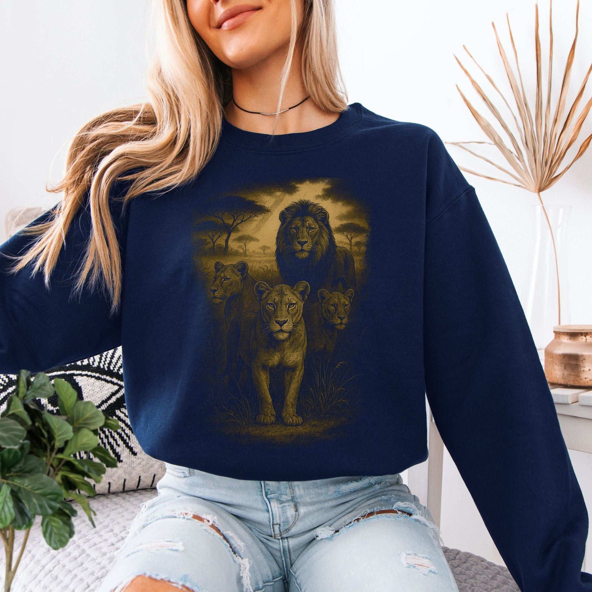Lioness Spirit Animal Sweatshirt – Savannah Strength & Wild Sisterhood featuring a lion pride design.