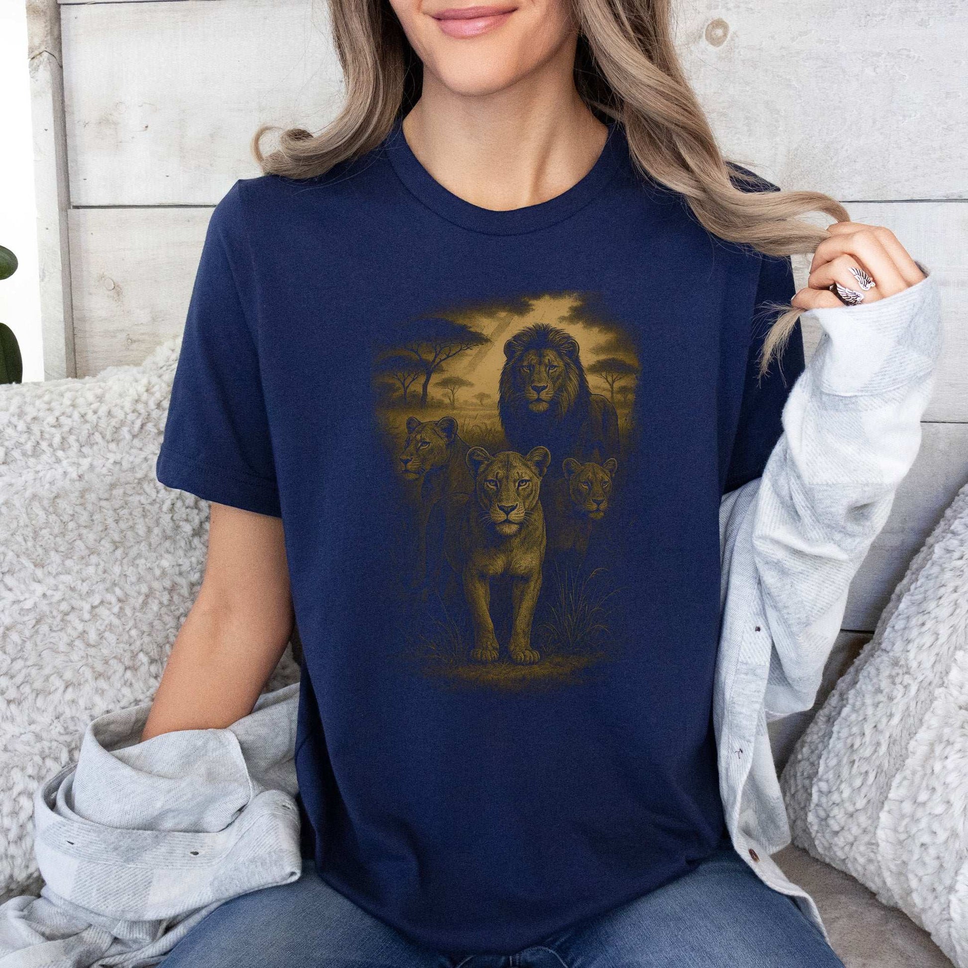 Lioness Spirit Animal T-Shirt – Savannah Strength & Wild Sisterhood featuring a lion and lionesses design.