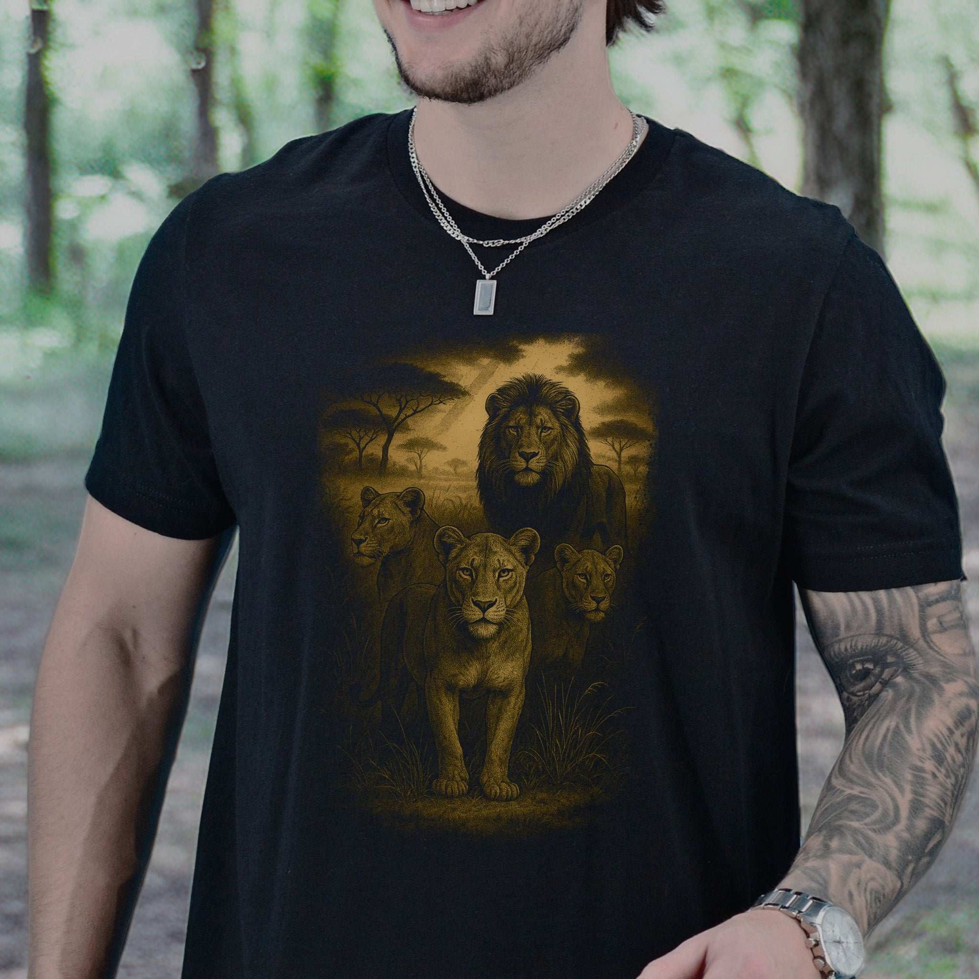 Lioness Spirit Animal T-Shirt – Savannah Strength & Wild Sisterhood featuring a lion pride design.