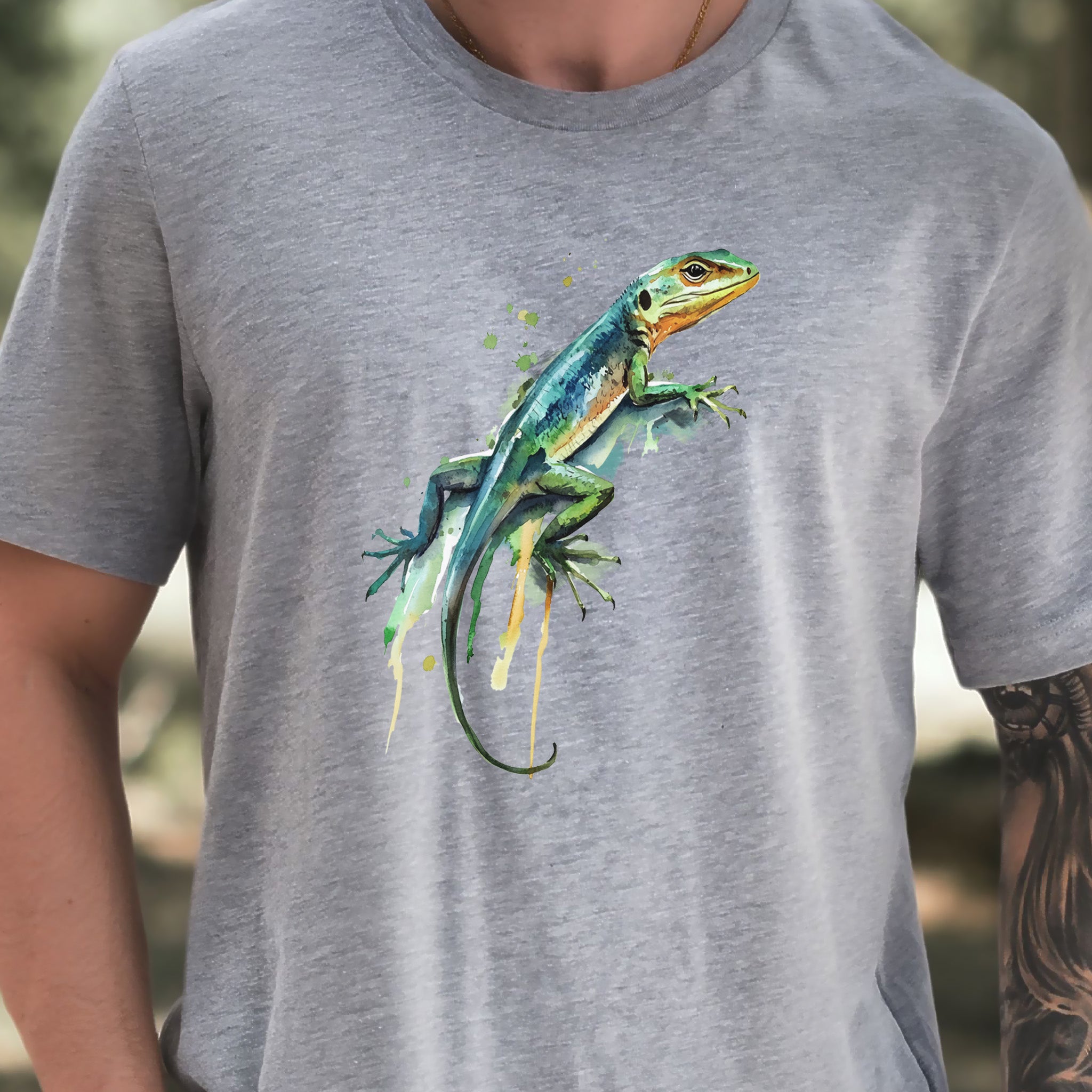 Watercolor Lizard T-Shirt – Vibrant Reptile Lover Nature Tee