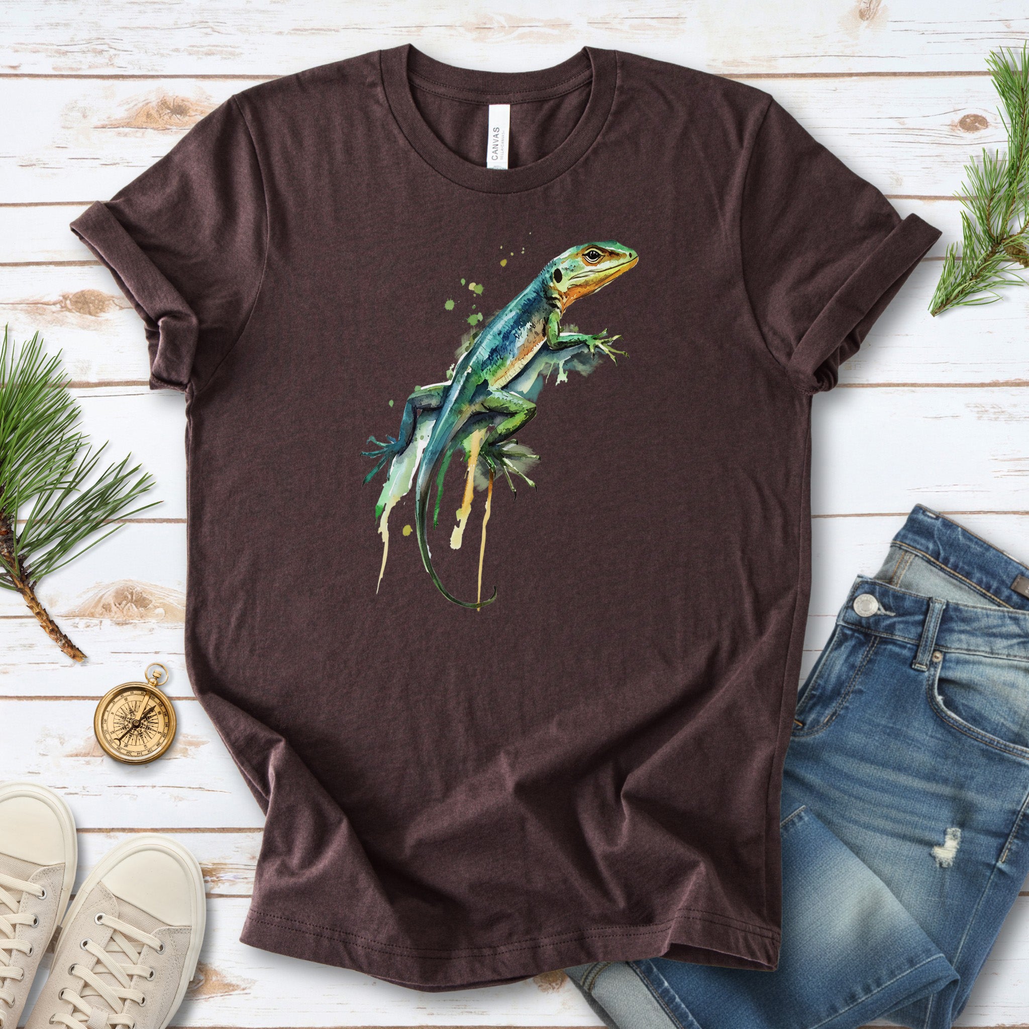 Watercolor Lizard T-Shirt – Vibrant Reptile Lover Nature Tee