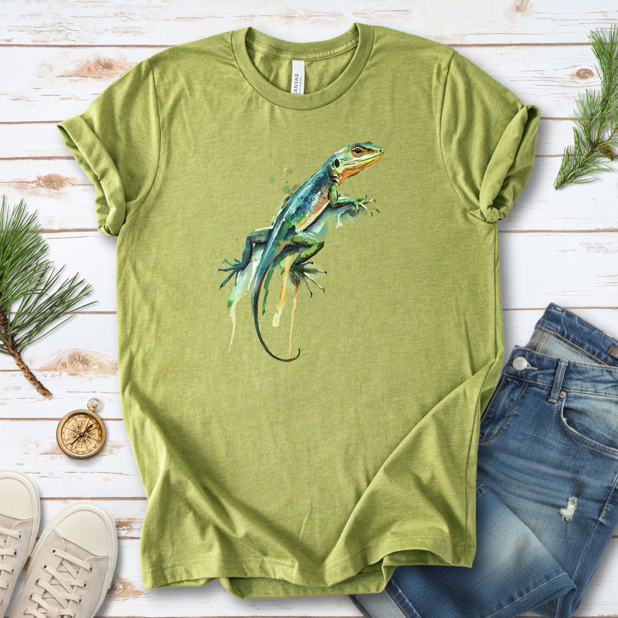 Watercolor Lizard T-Shirt – Vibrant Reptile Lover Nature Tee