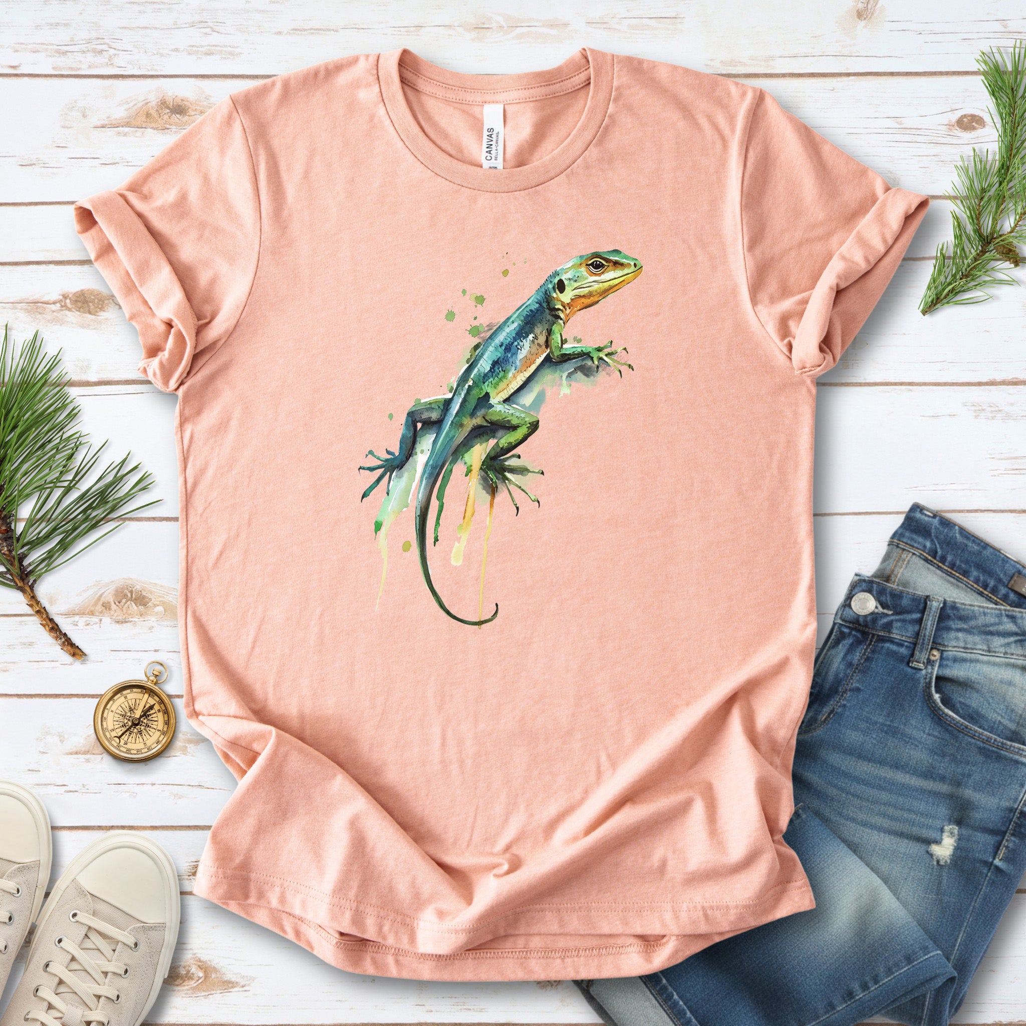 Watercolor Lizard T-Shirt – Vibrant Reptile Lover Nature Tee