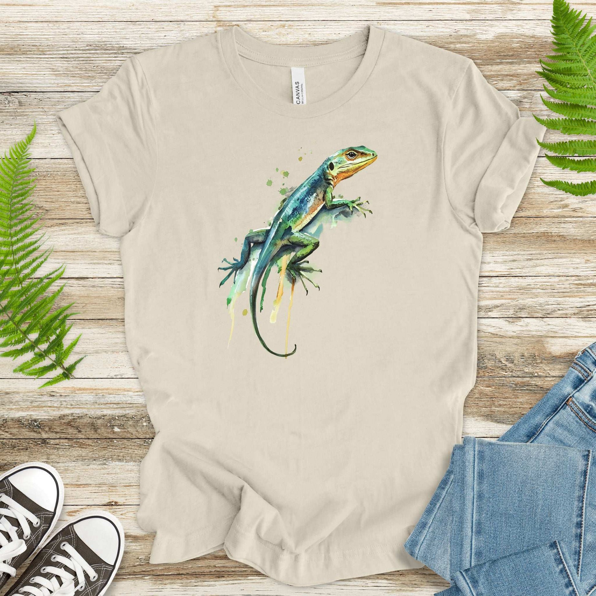 Watercolor Lizard T-Shirt – Vibrant Reptile Lover Nature Tee