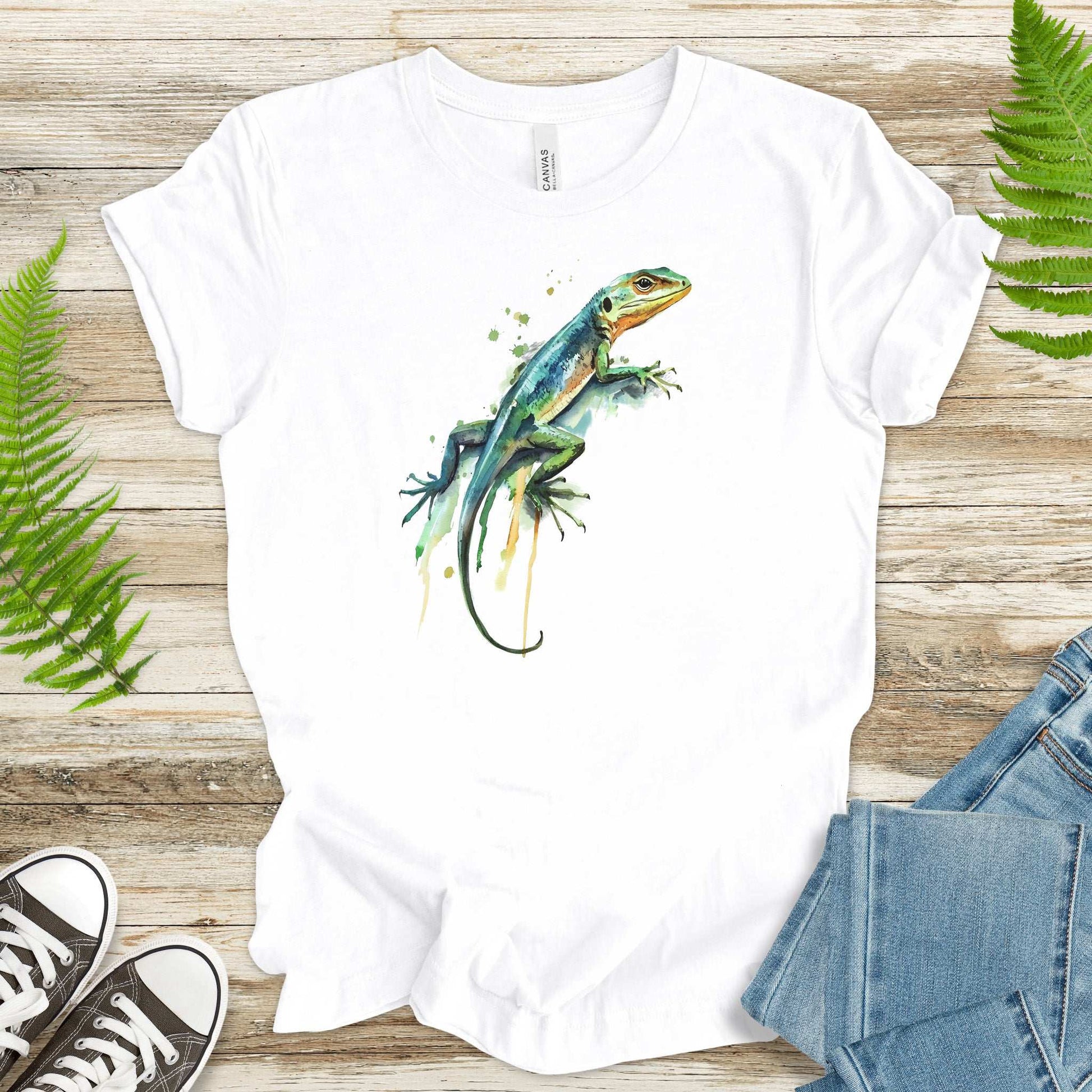 Watercolor Lizard T-Shirt – Vibrant Reptile Lover Nature Tee