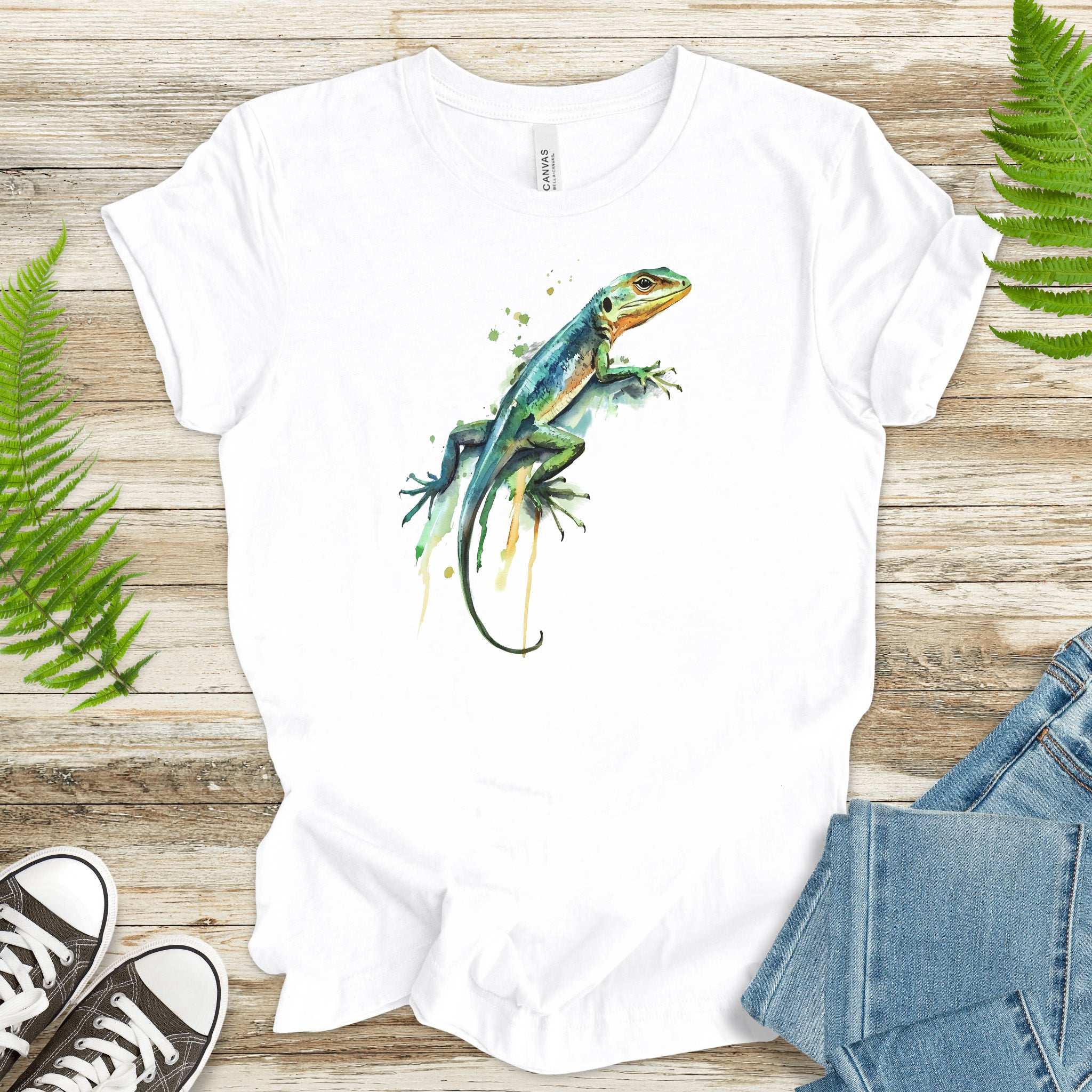 Watercolor Lizard T-Shirt – Vibrant Reptile Lover Nature Tee