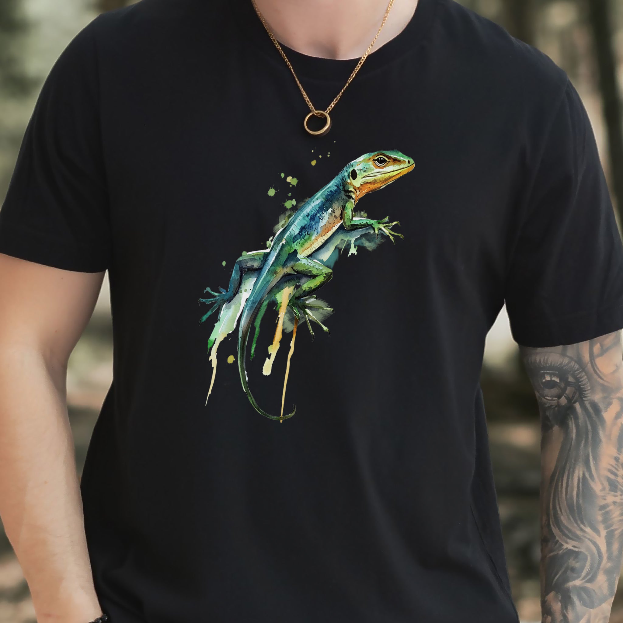 Watercolor Lizard T-Shirt – Vibrant Reptile Lover Nature Tee