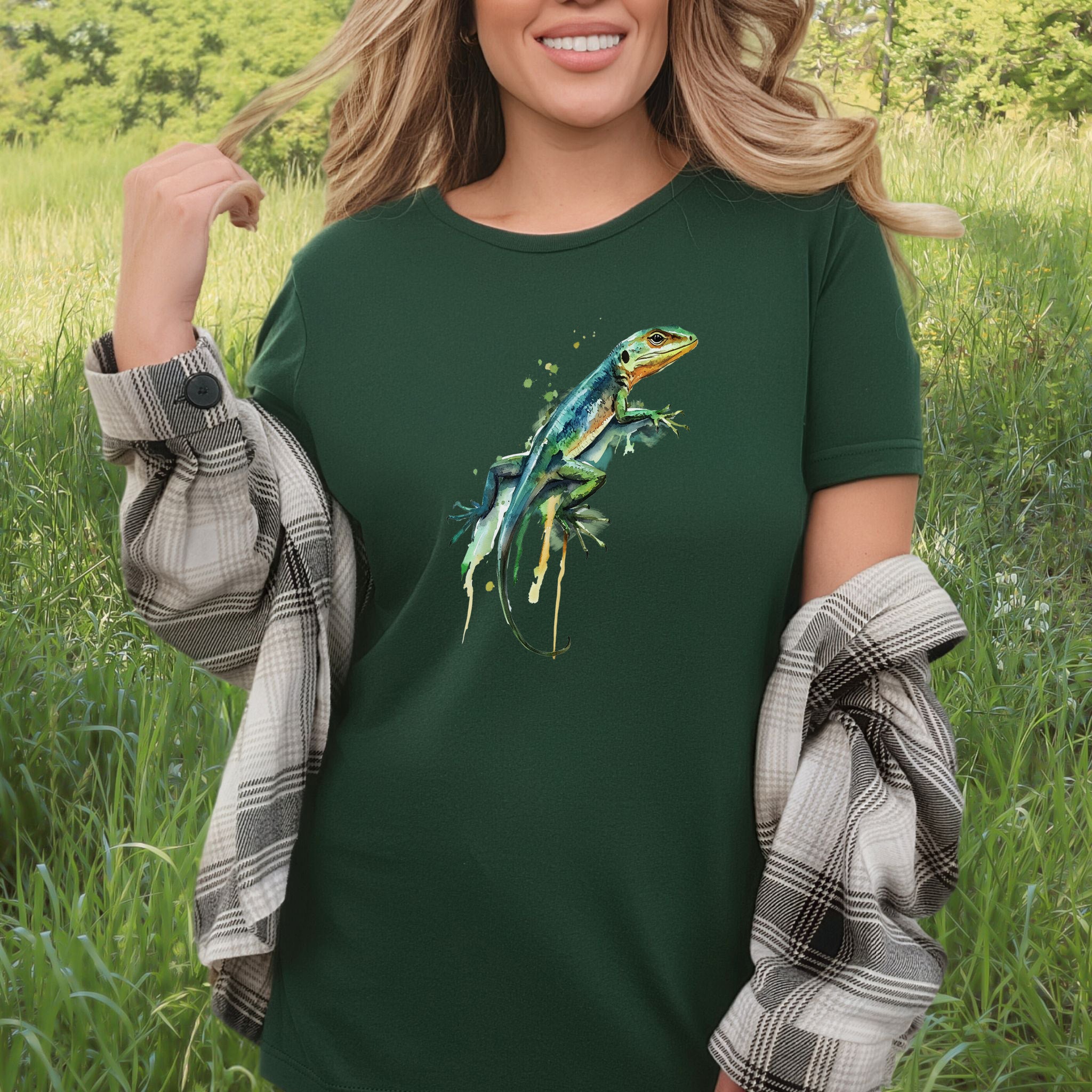 Watercolor Lizard T-Shirt – Vibrant Reptile Lover Nature Tee