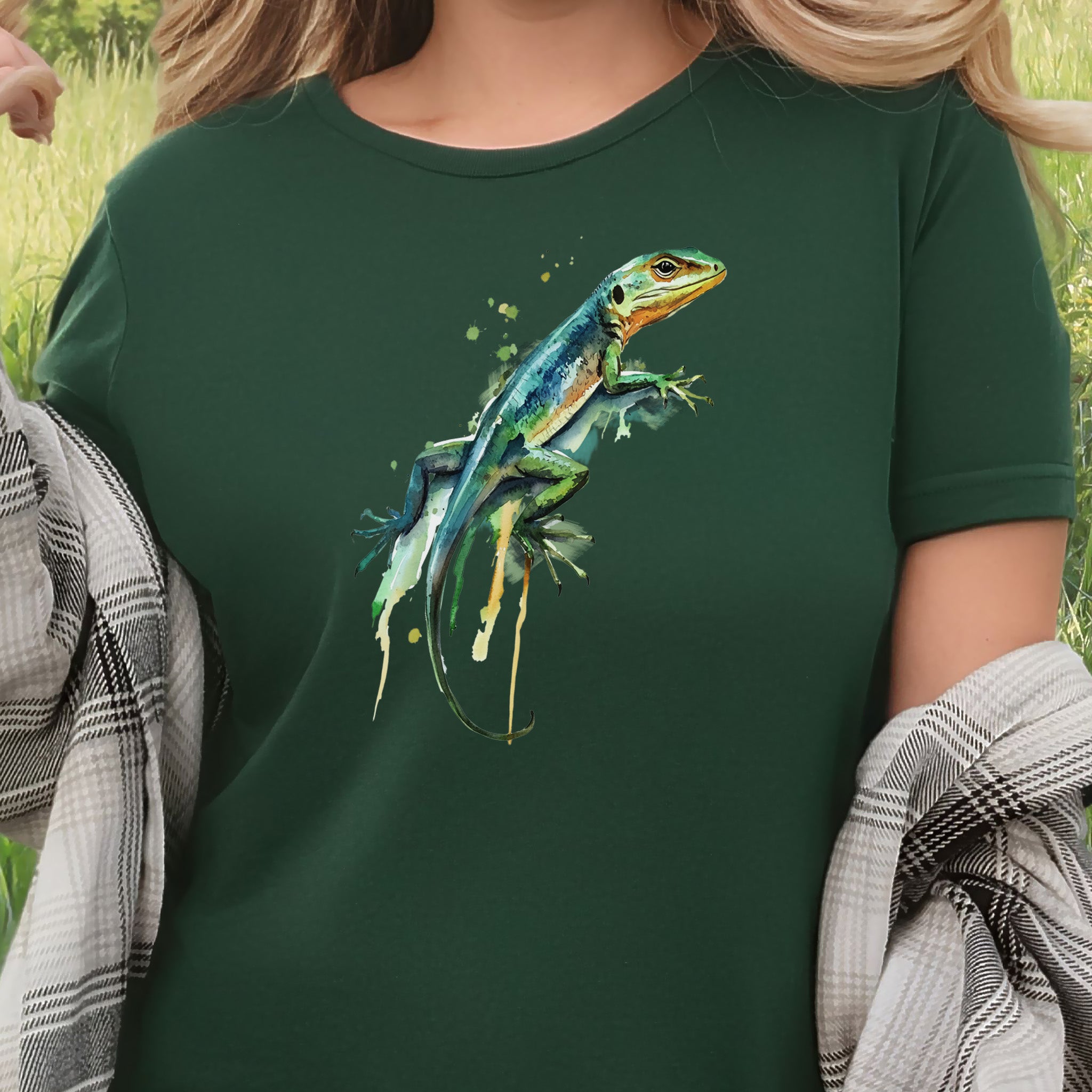 Watercolor Lizard T-Shirt – Vibrant Reptile Lover Nature Tee