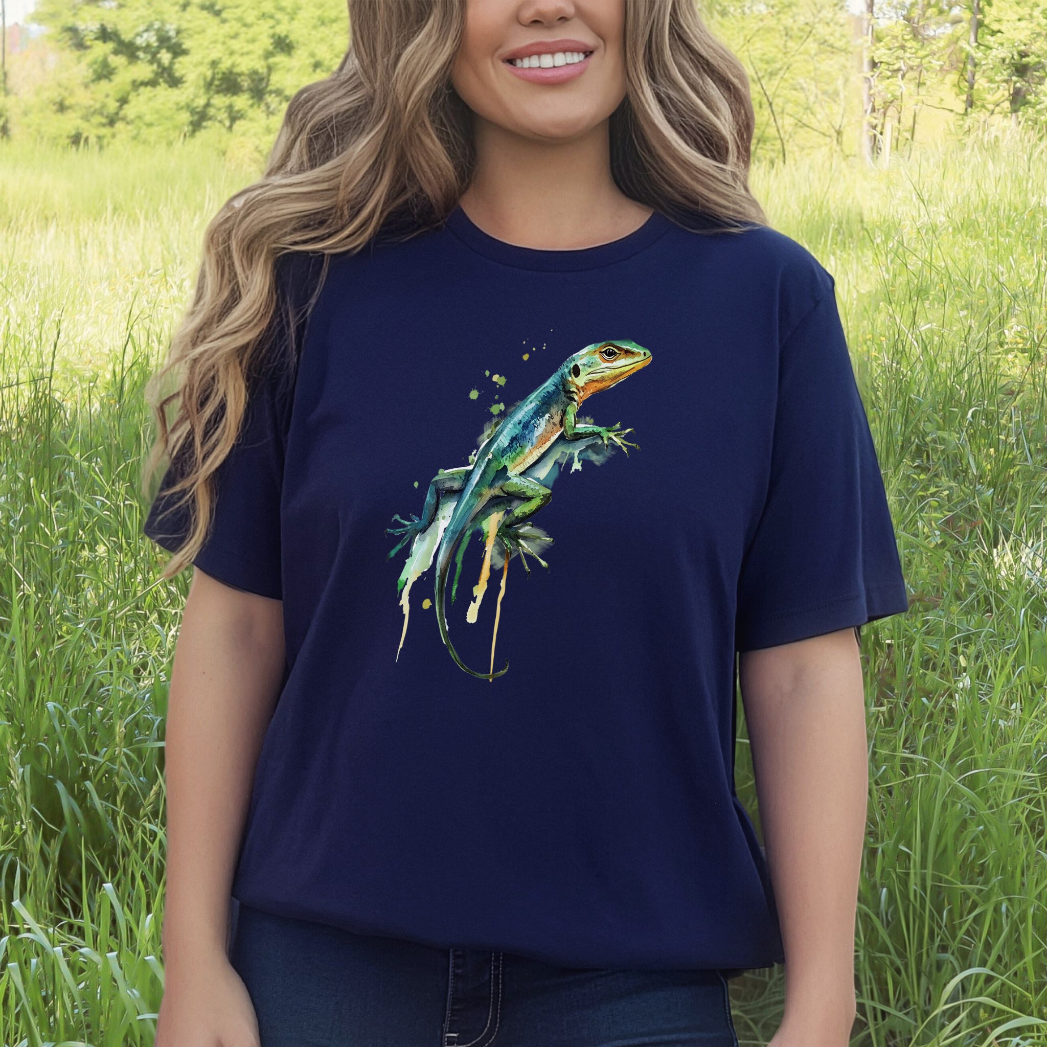 Watercolor Lizard T-Shirt – Vibrant Reptile Lover Nature Tee