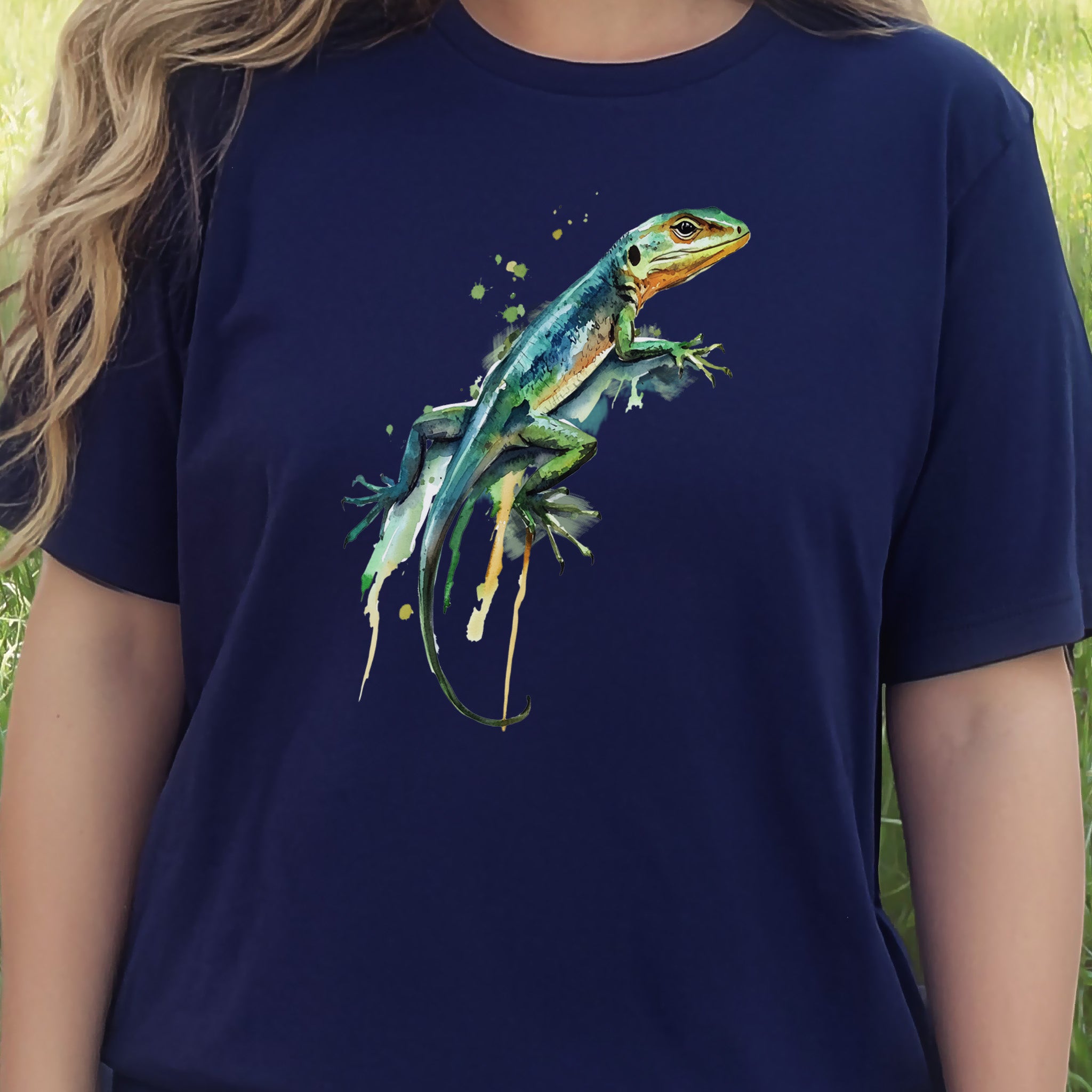 Watercolor Lizard T-Shirt – Vibrant Reptile Lover Nature Tee