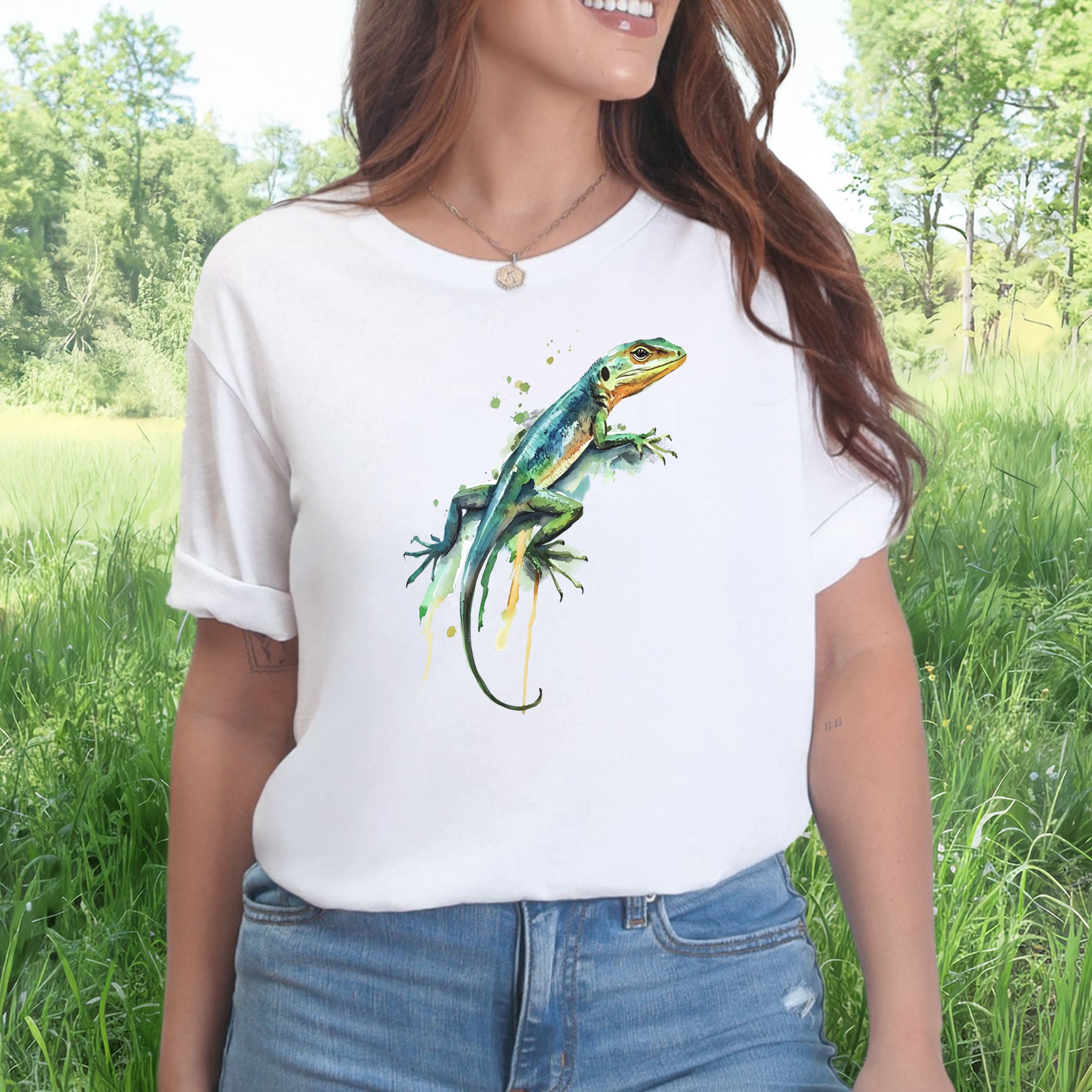 Watercolor Lizard T-Shirt – Vibrant Reptile Lover Nature Tee