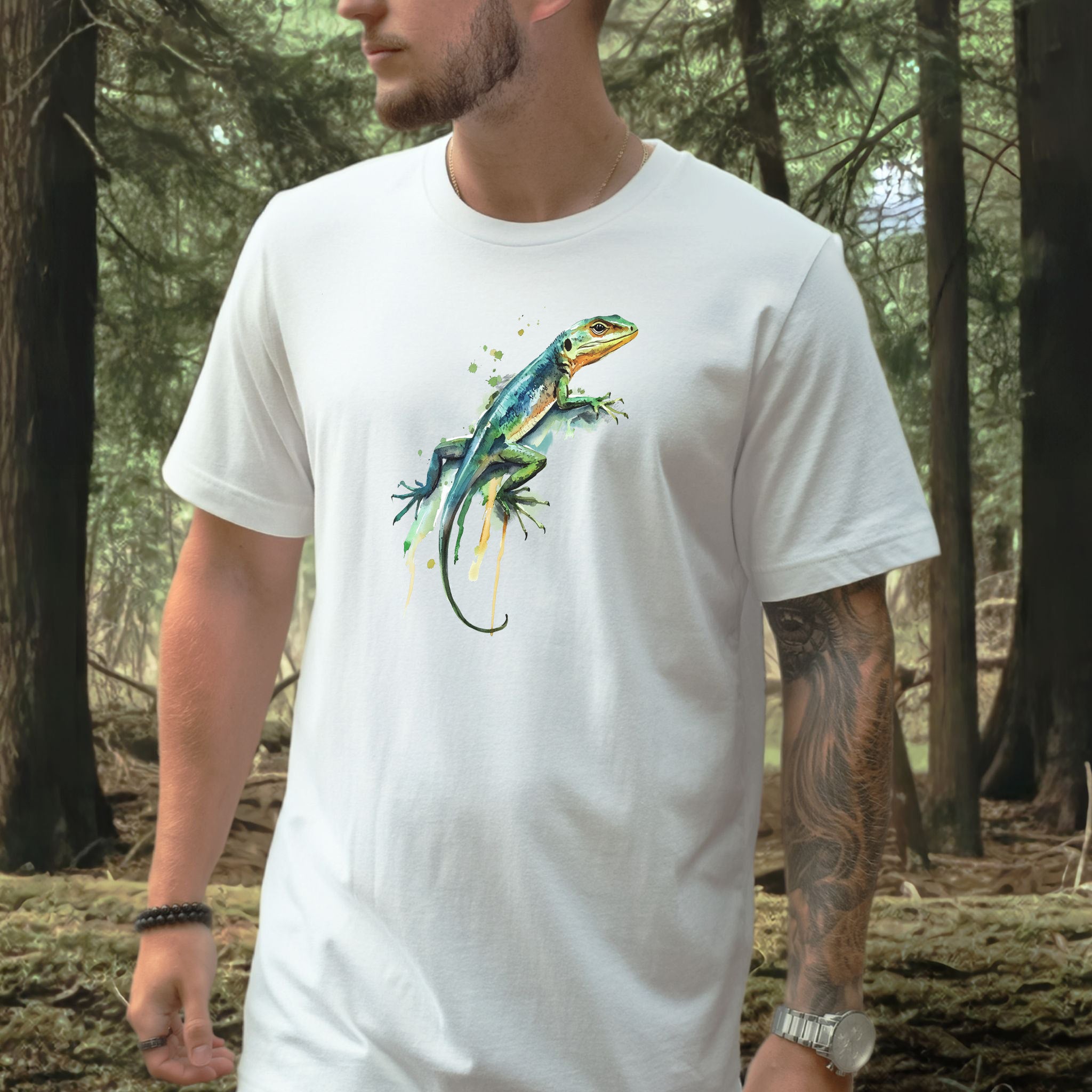 Watercolor Lizard T-Shirt – Vibrant Reptile Lover Nature Tee