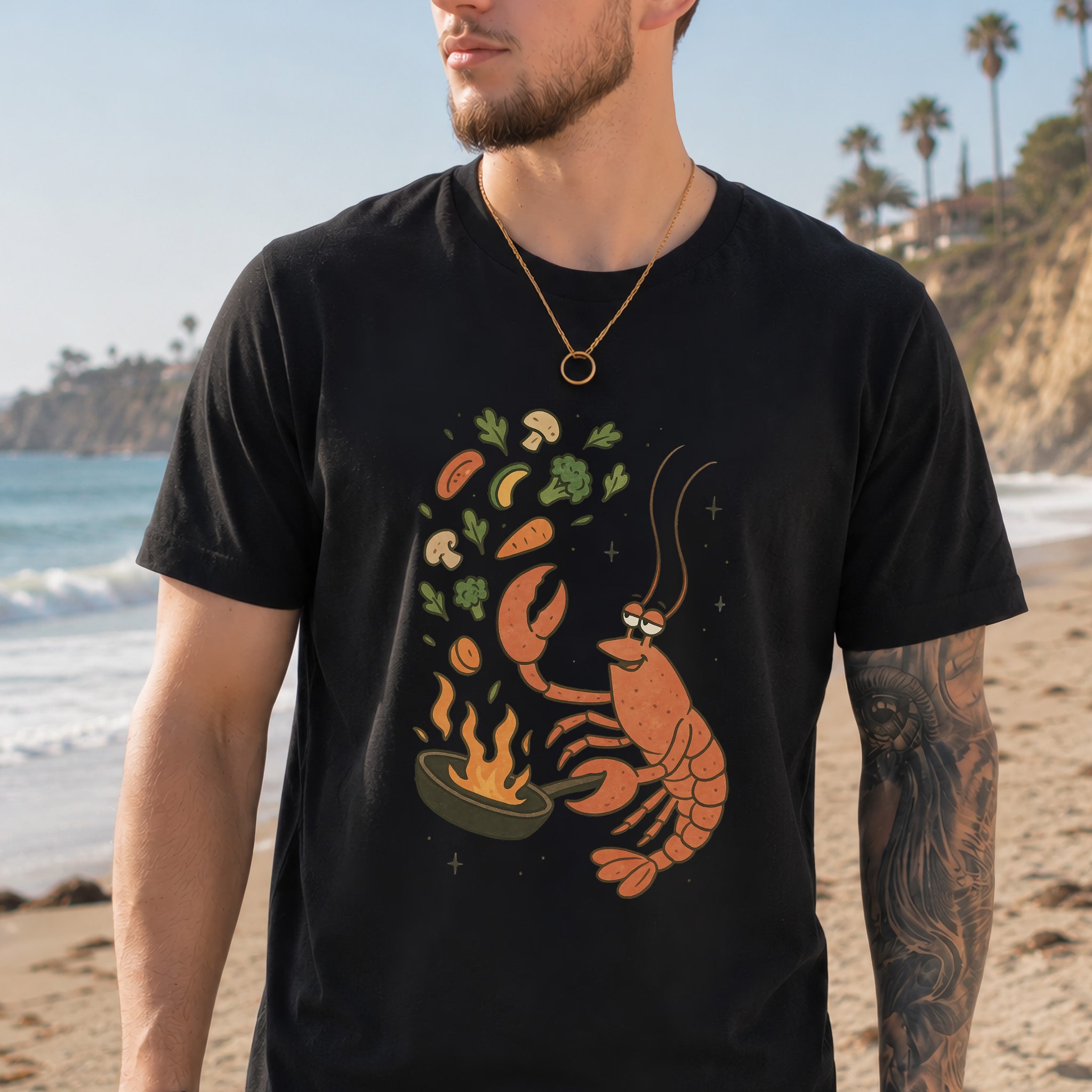 Lobster Chef Cooking T-Shirt – Funny Ocean Foodie Tee