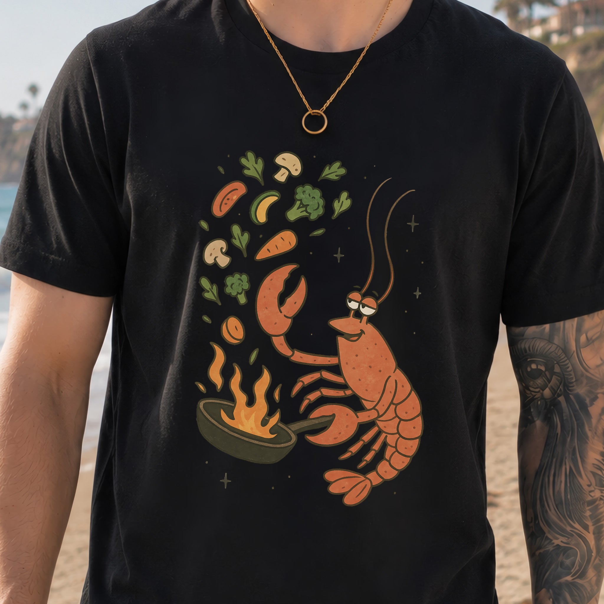 Lobster Chef Cooking T-Shirt – Funny Ocean Foodie Tee