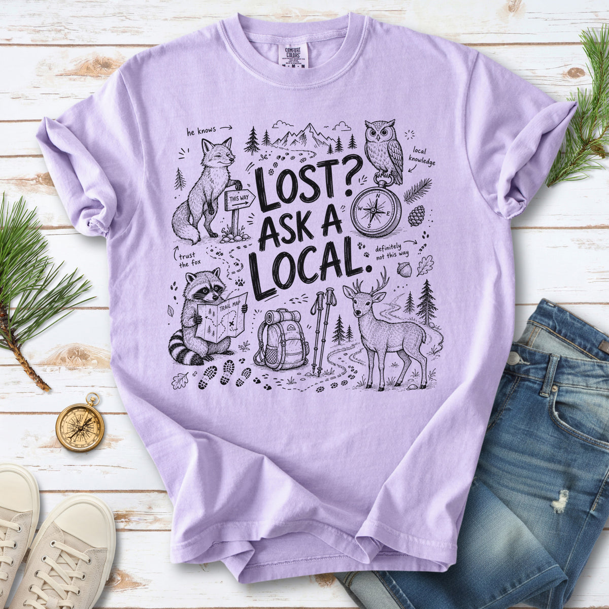 Lost? Ask a Local Comfort Colors Shirt – Funny Hiking Wildlife Tee