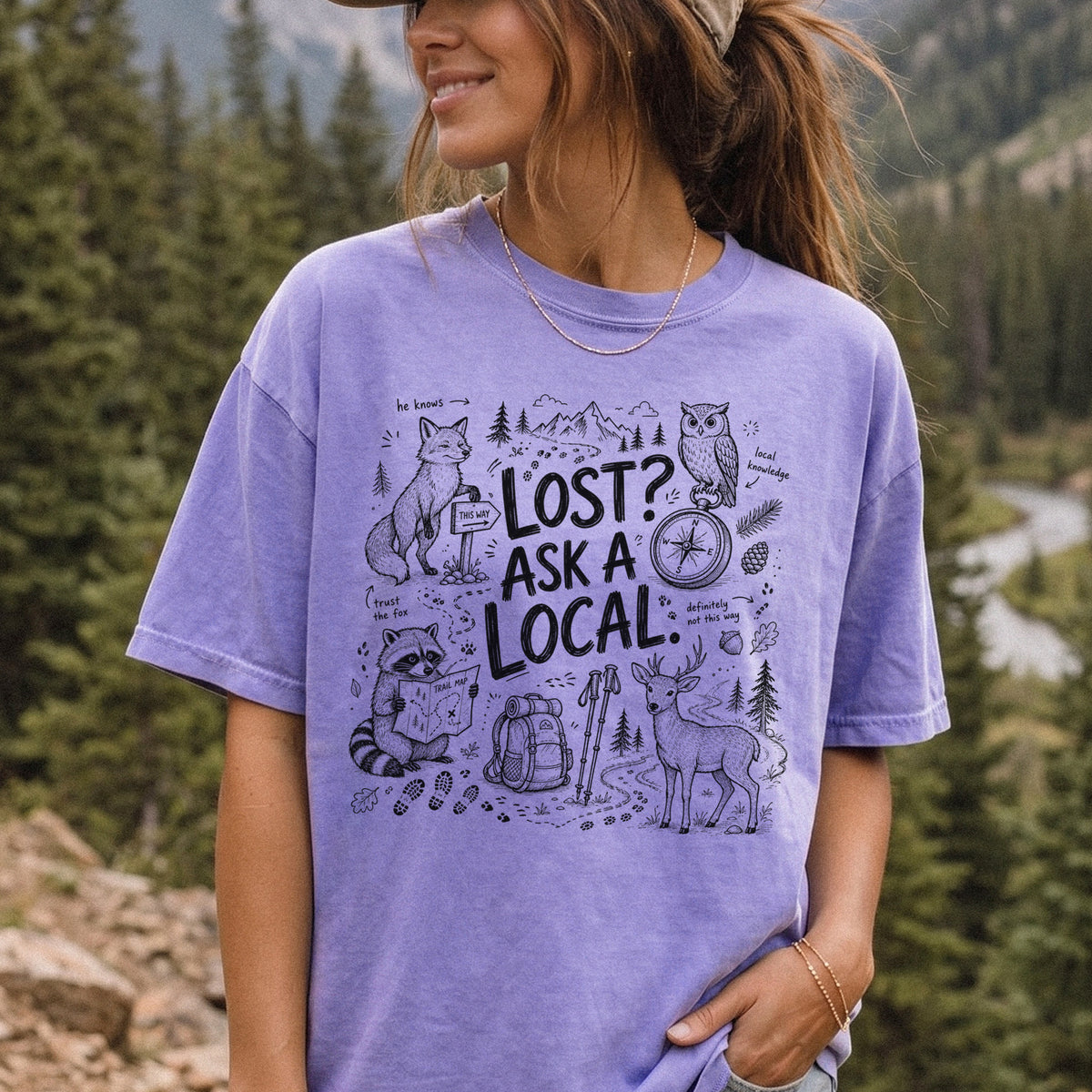 Lost? Ask a Local Comfort Colors Shirt – Funny Hiking Wildlife Tee
