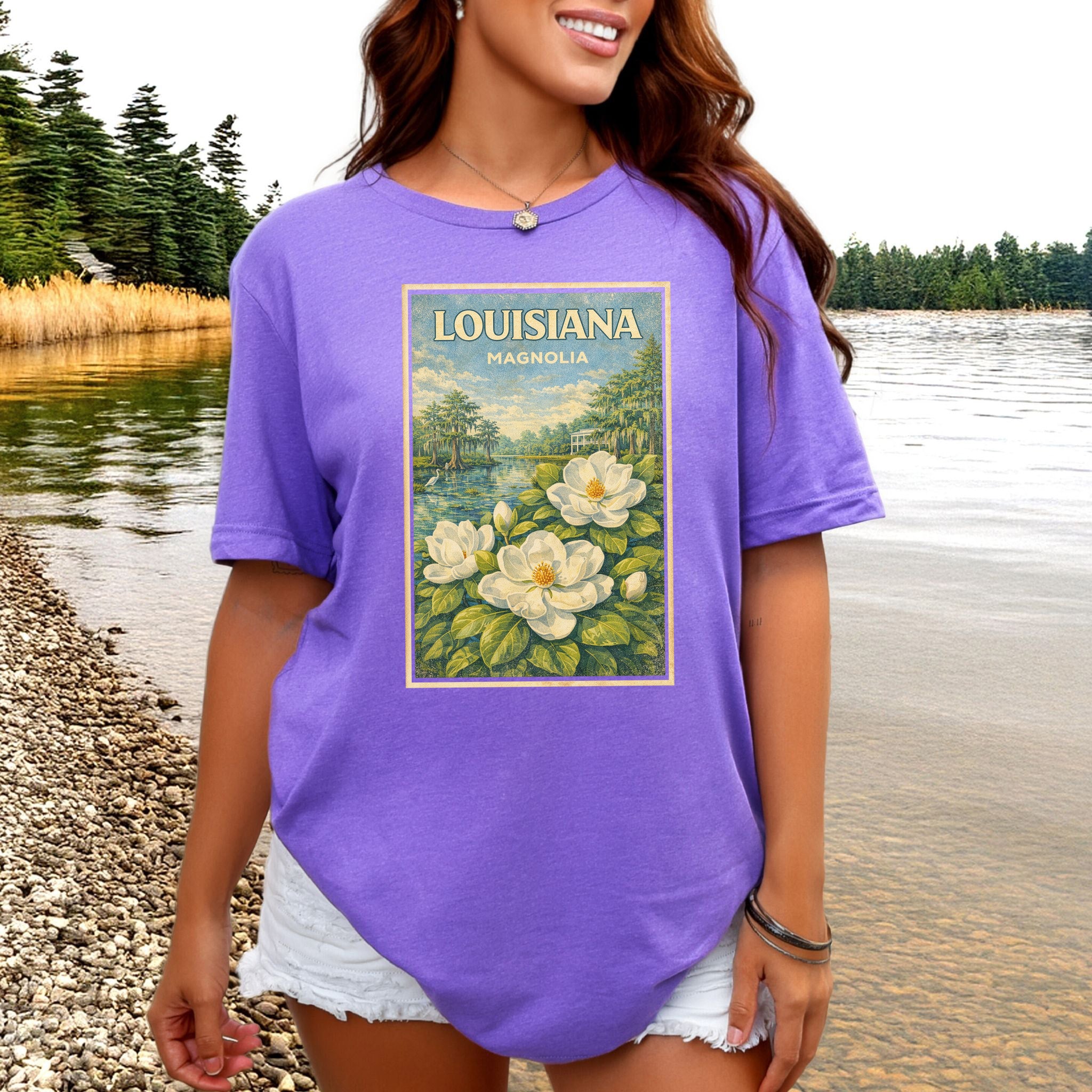 Louisiana Magnolia Bayou Botanical Vintage Nature T-Shirt