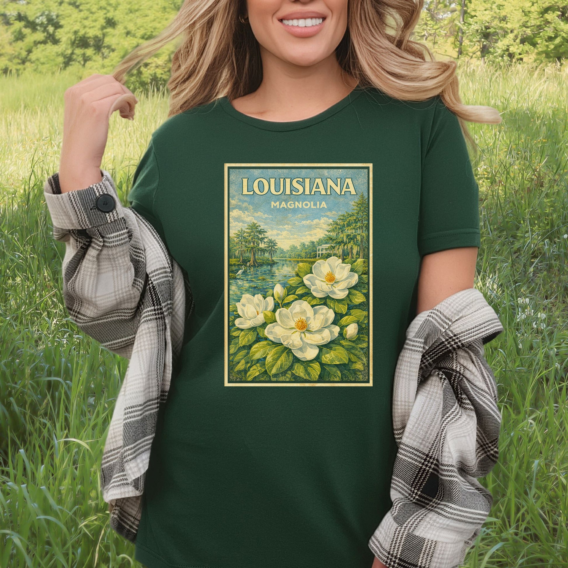 Louisiana Magnolia Bayou Botanical Vintage Nature T-Shirt