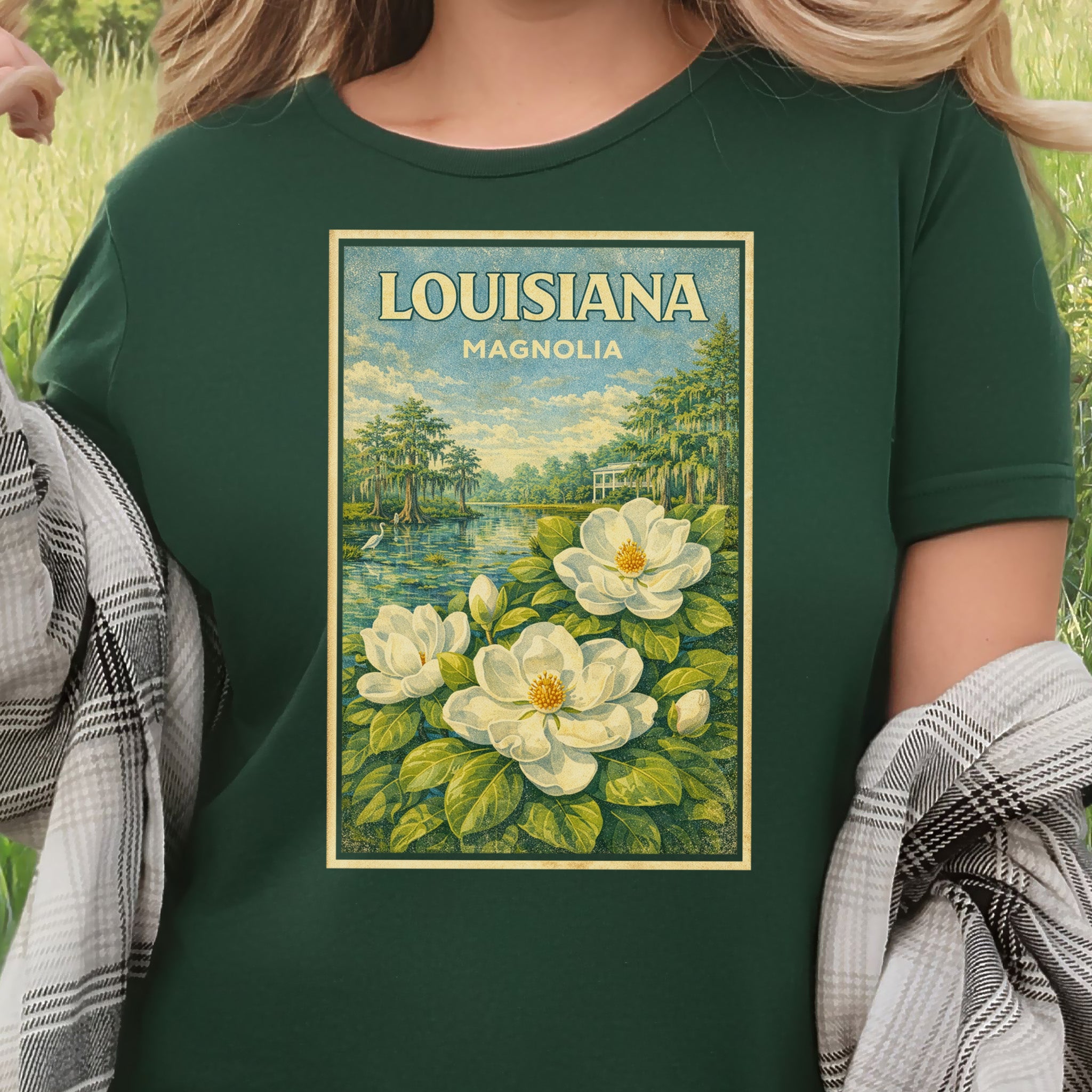 Louisiana Magnolia Bayou Botanical Vintage Nature T-Shirt