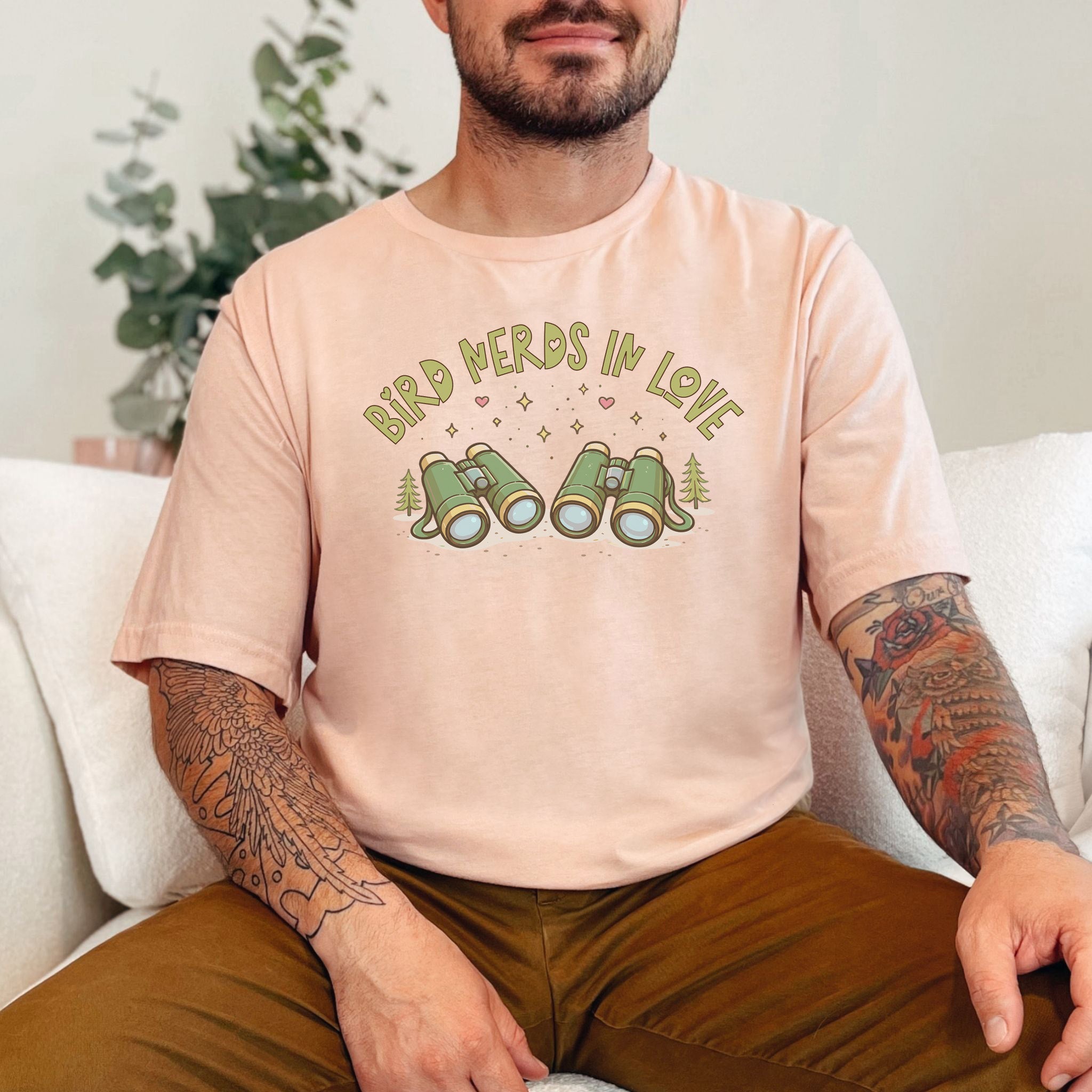 Bird Nerds In Love Cute Binocular Birdwatching T-Shirt