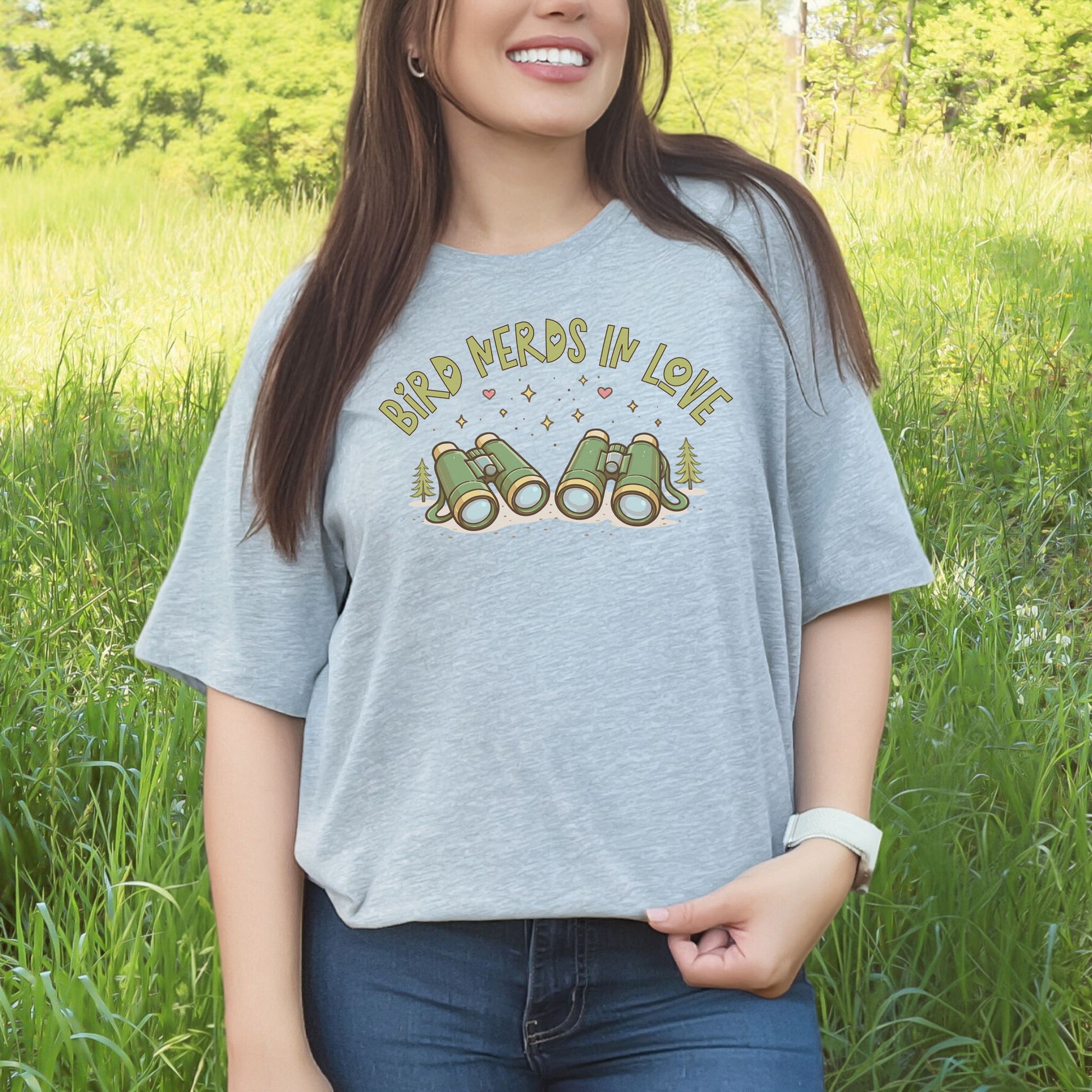 Bird Nerds In Love Cute Binocular Birdwatching T-Shirt