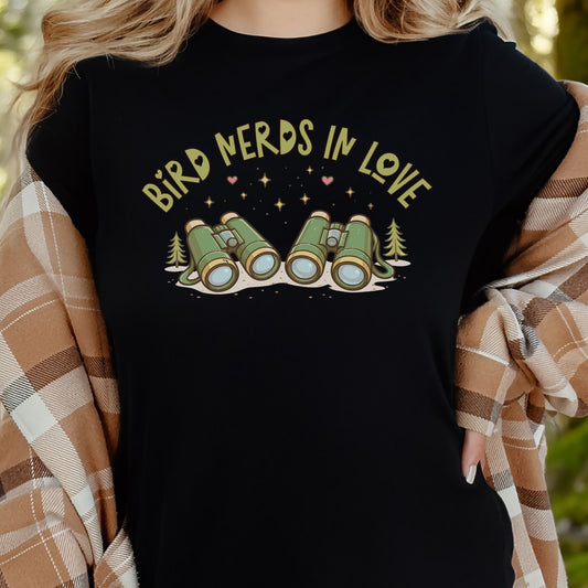 Bird Nerds In Love Cute Binocular Birdwatching T-Shirt