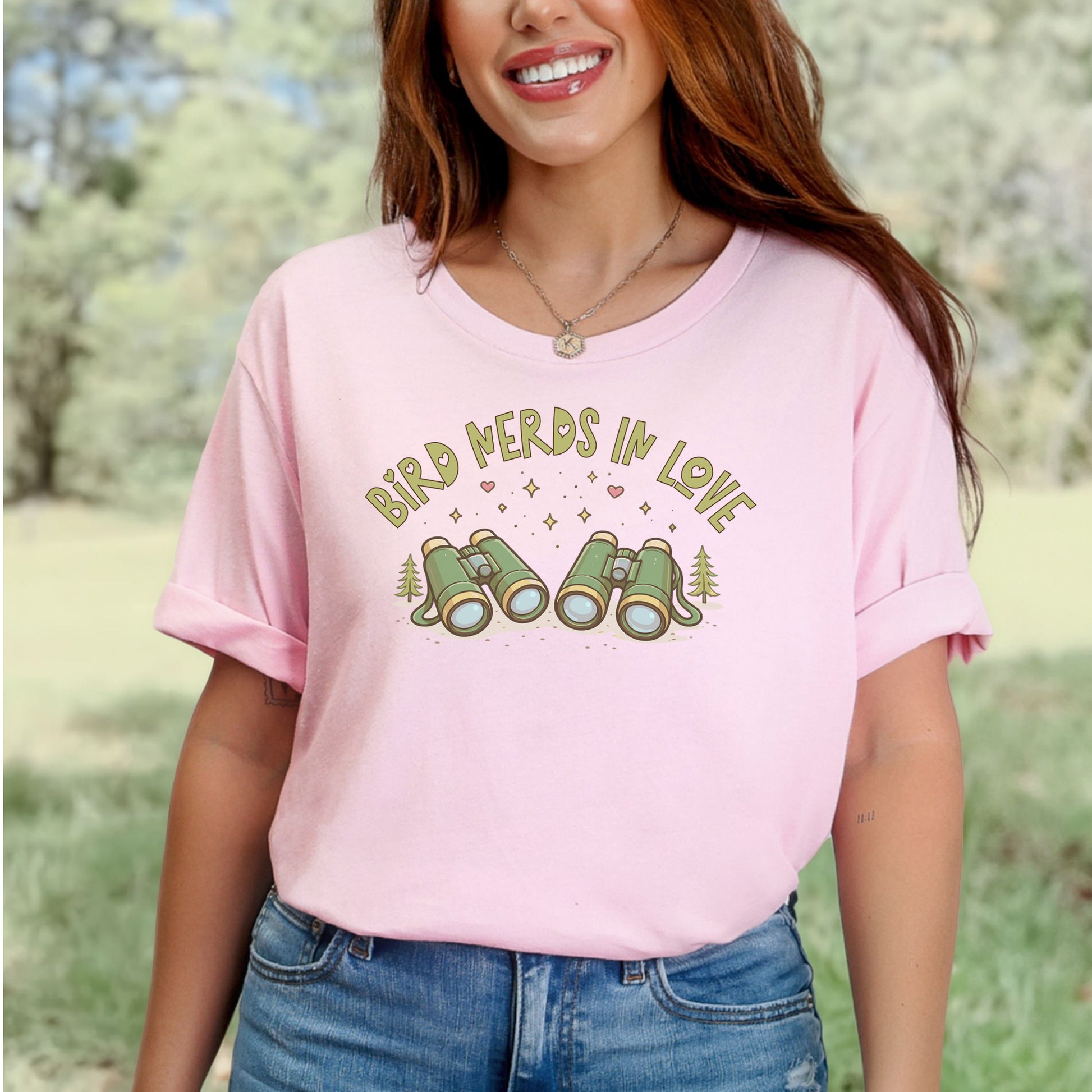 Bird Nerds In Love Cute Binocular Birdwatching T-Shirt