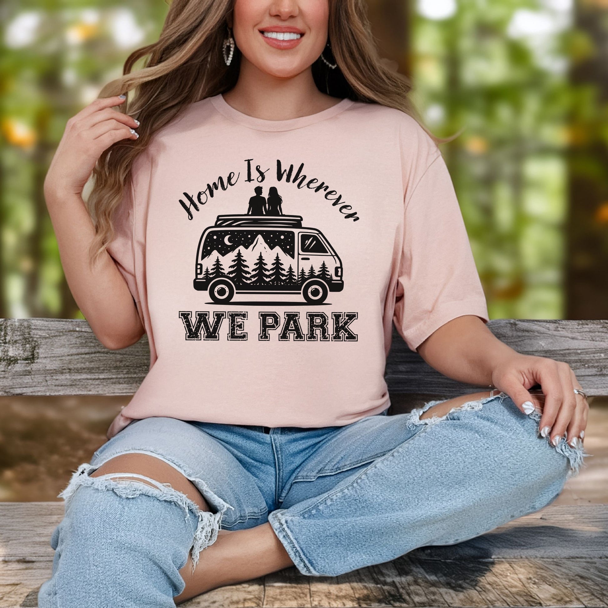 Home Is Wherever We Park Romantic Vanlife Adventure T-Shirt