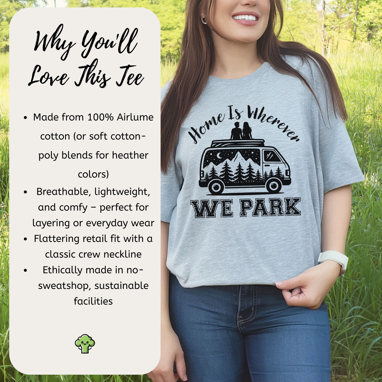 Home Is Wherever We Park Romantic Vanlife Adventure T-Shirt