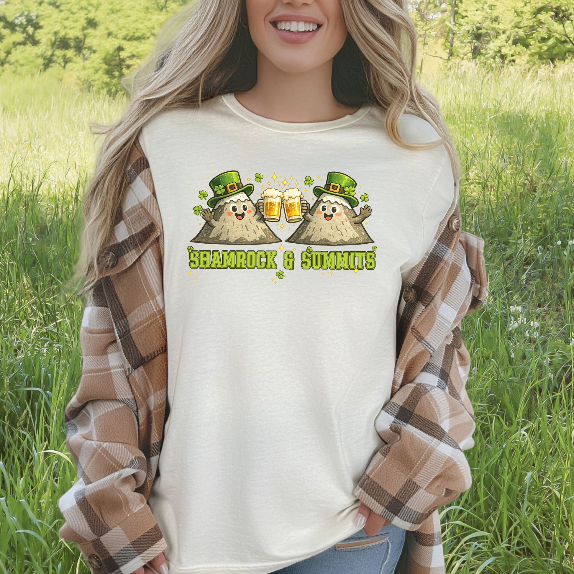 Shamrock & Summits T-Shirt – Funny St. Patrick’s Day Mountain Beer Tee