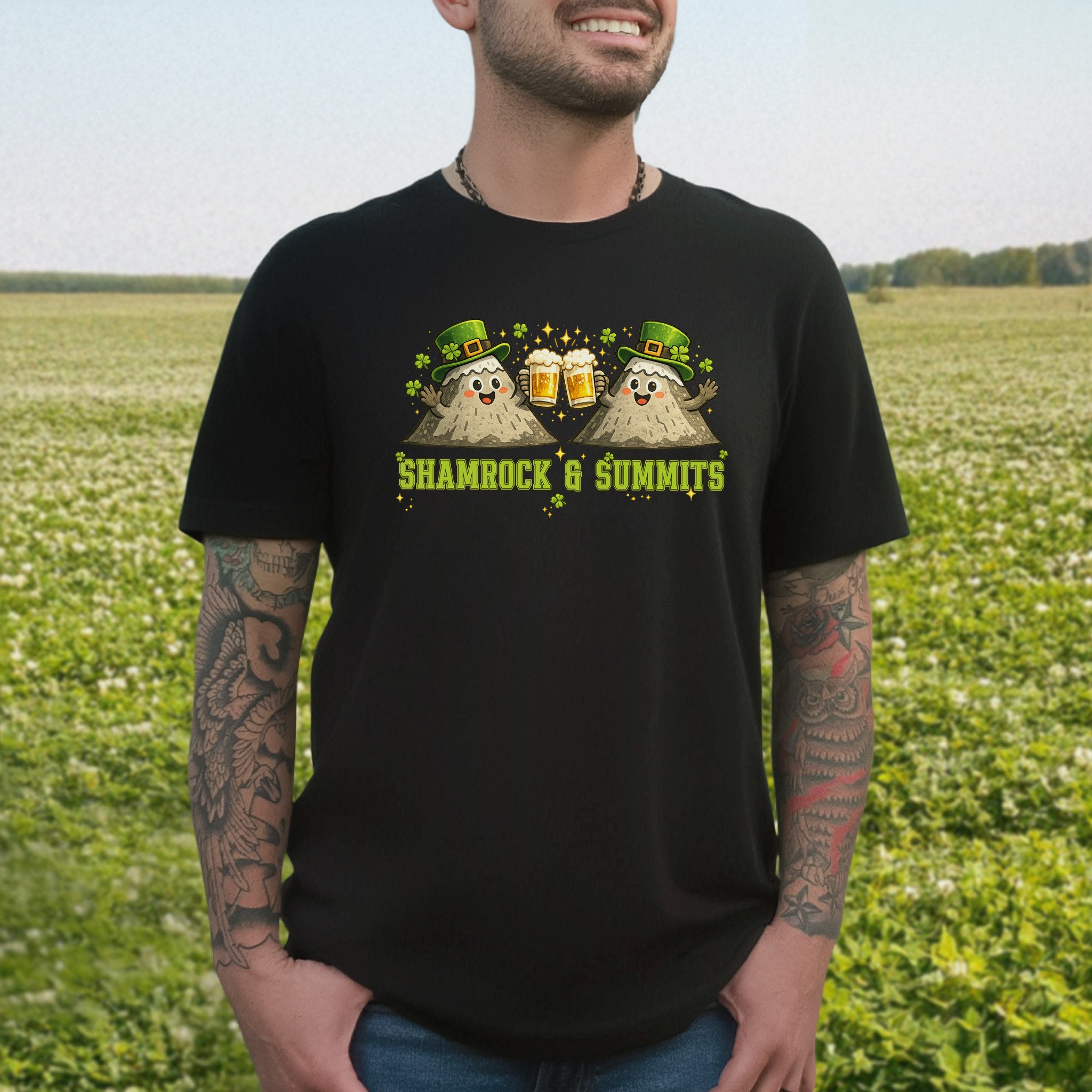 Shamrock & Summits T-Shirt – Funny St. Patrick’s Day Mountain Beer Tee