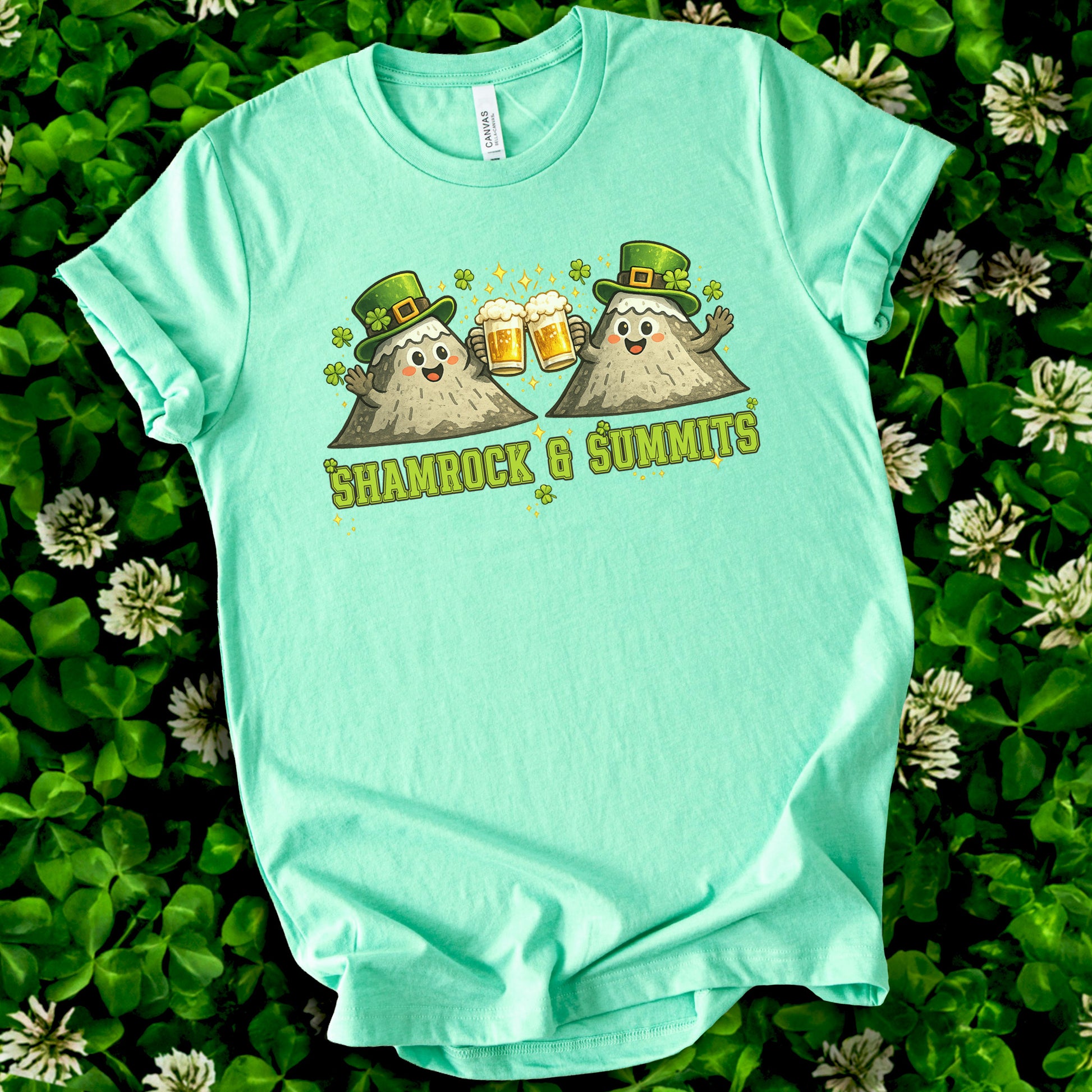 Shamrock & Summits T-Shirt – Funny St. Patrick’s Day Mountain Beer Tee