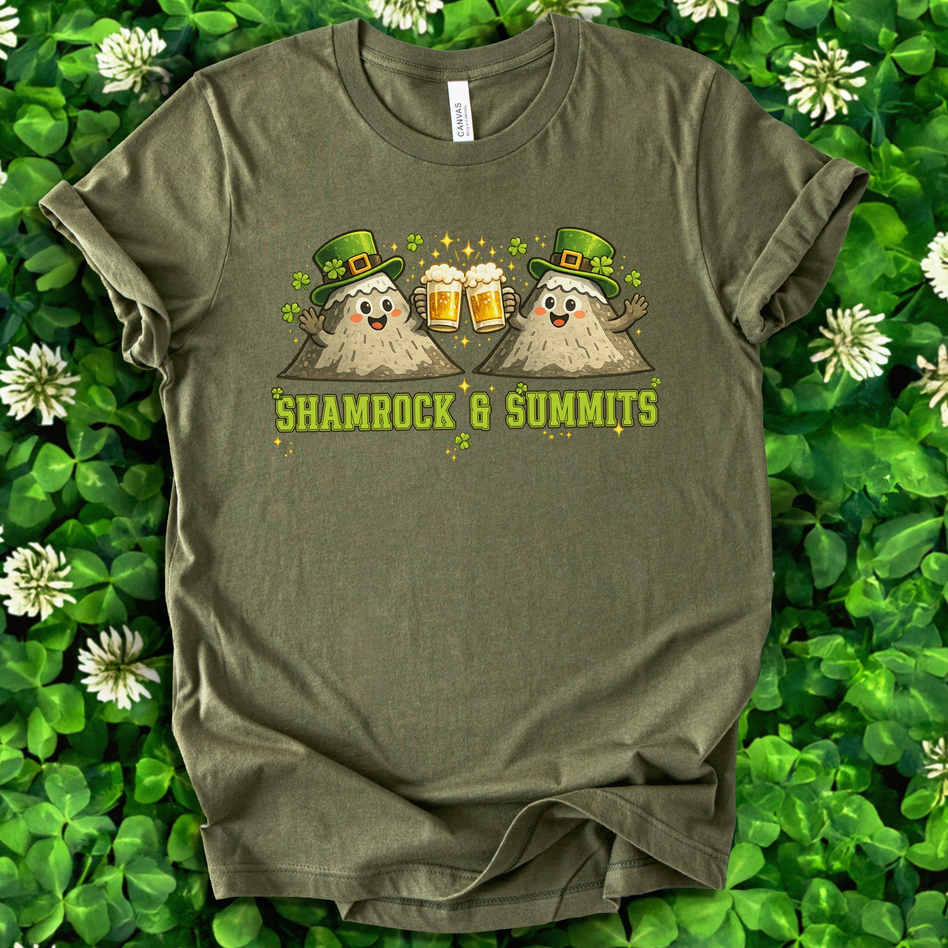 Shamrock & Summits T-Shirt – Funny St. Patrick’s Day Mountain Beer Tee