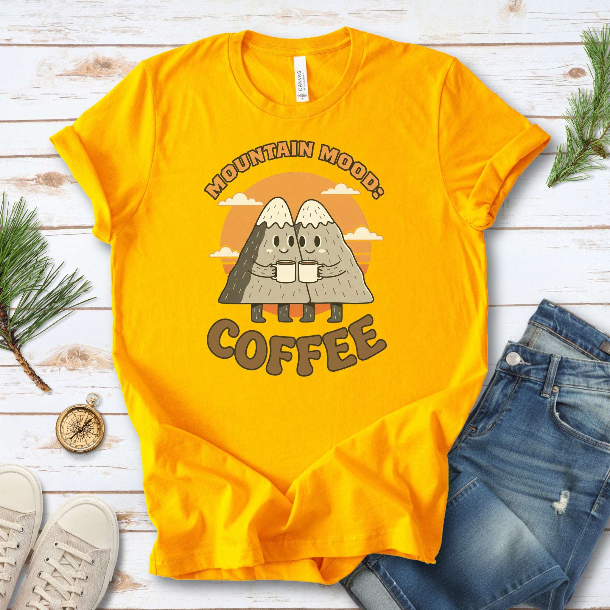 Mountain Mood Coffee Retro Hiking T-Shirt