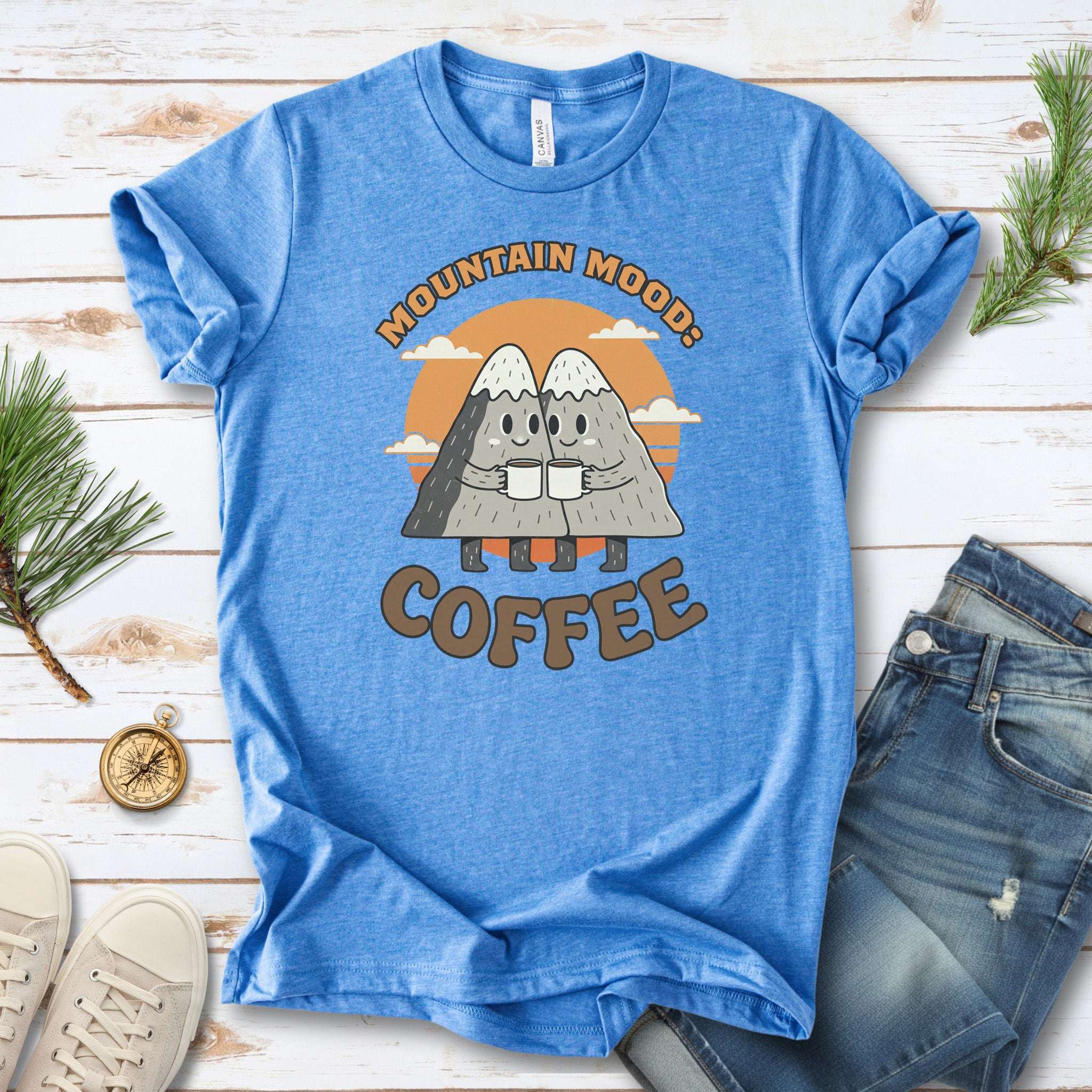 Mountain Mood Coffee Retro Hiking T-Shirt