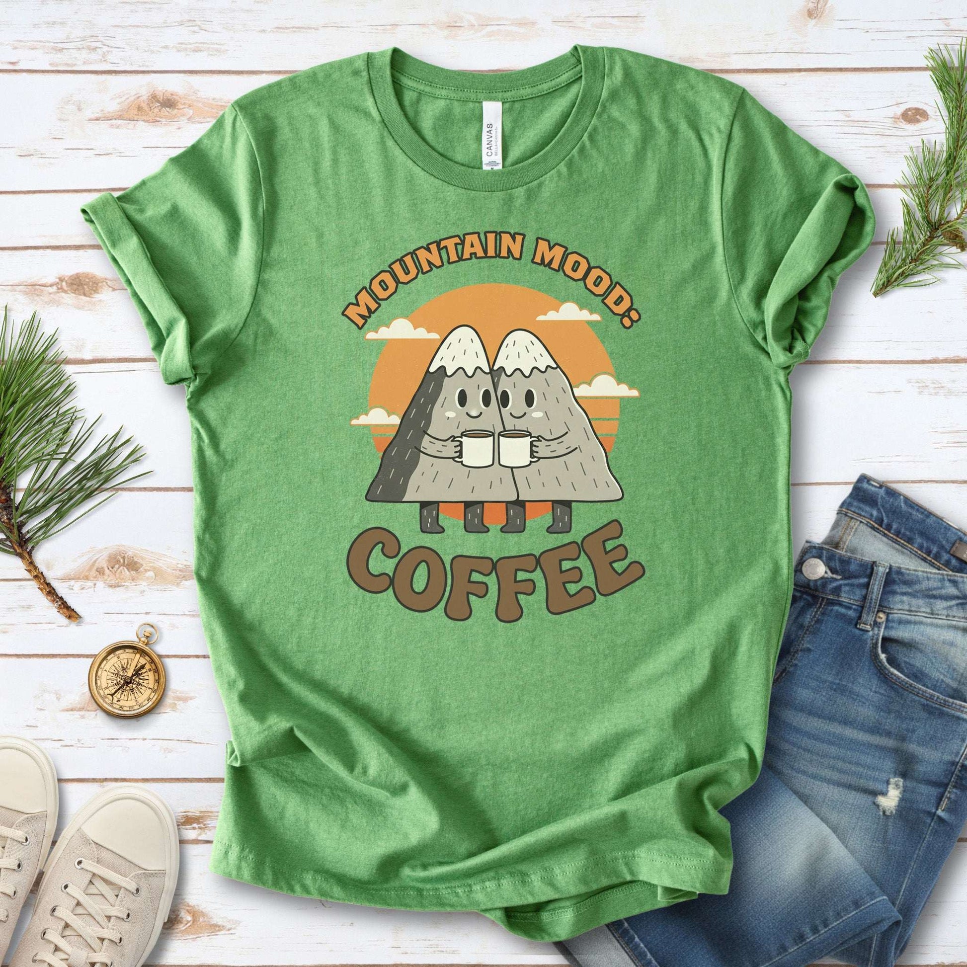Mountain Mood Coffee Retro Hiking T-Shirt