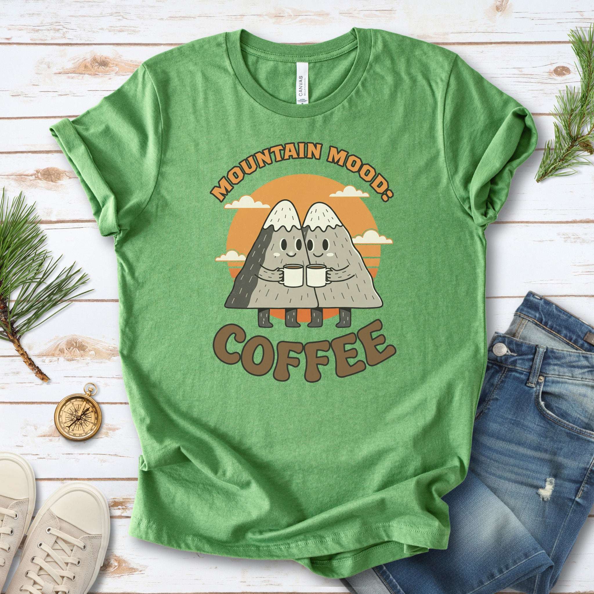 Mountain Mood Coffee Retro Hiking T-Shirt