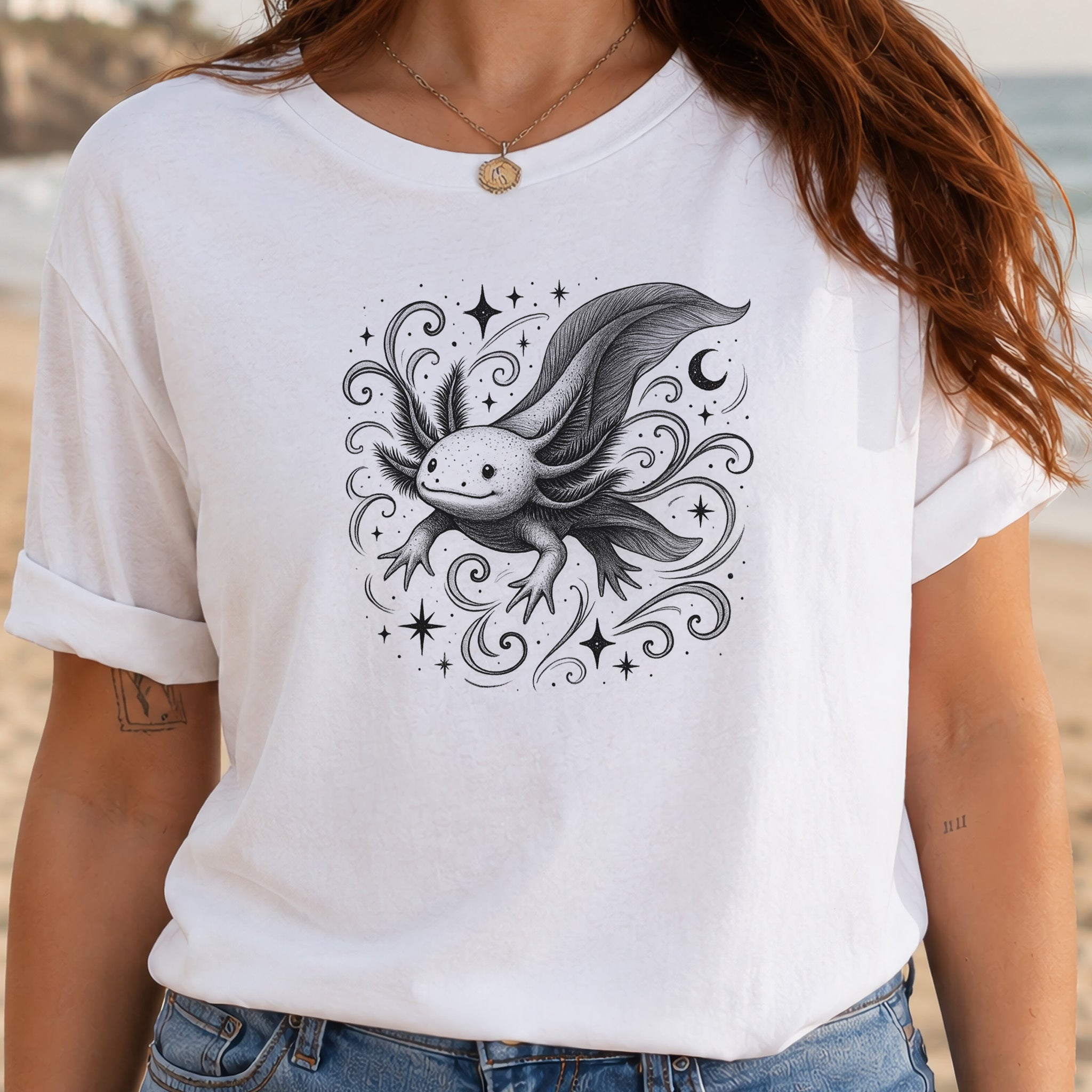 Magical Axolotl Moonlit Swim T-Shirt