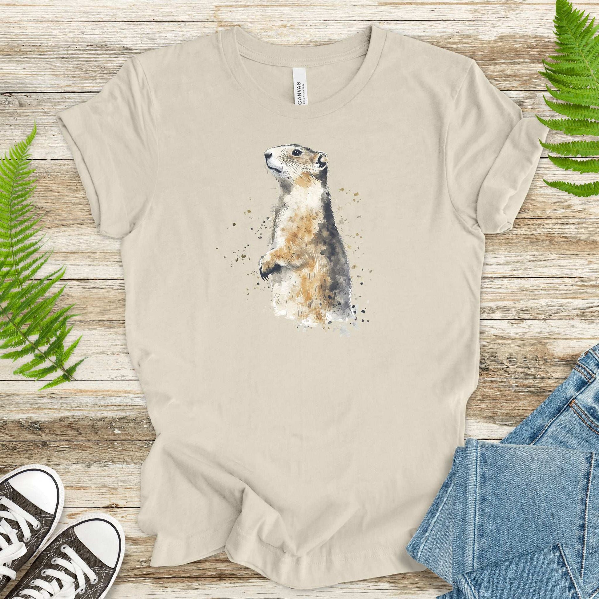 Watercolor Marmot T-Shirt – Cute Mountain Animal Nature Tee