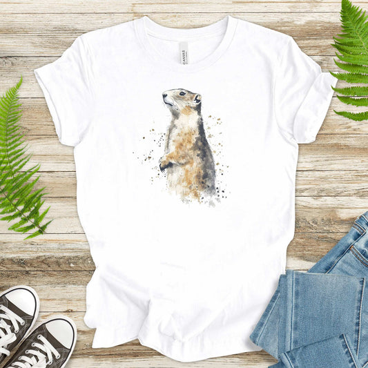 Watercolor Marmot T-Shirt – Cute Mountain Animal Nature Tee