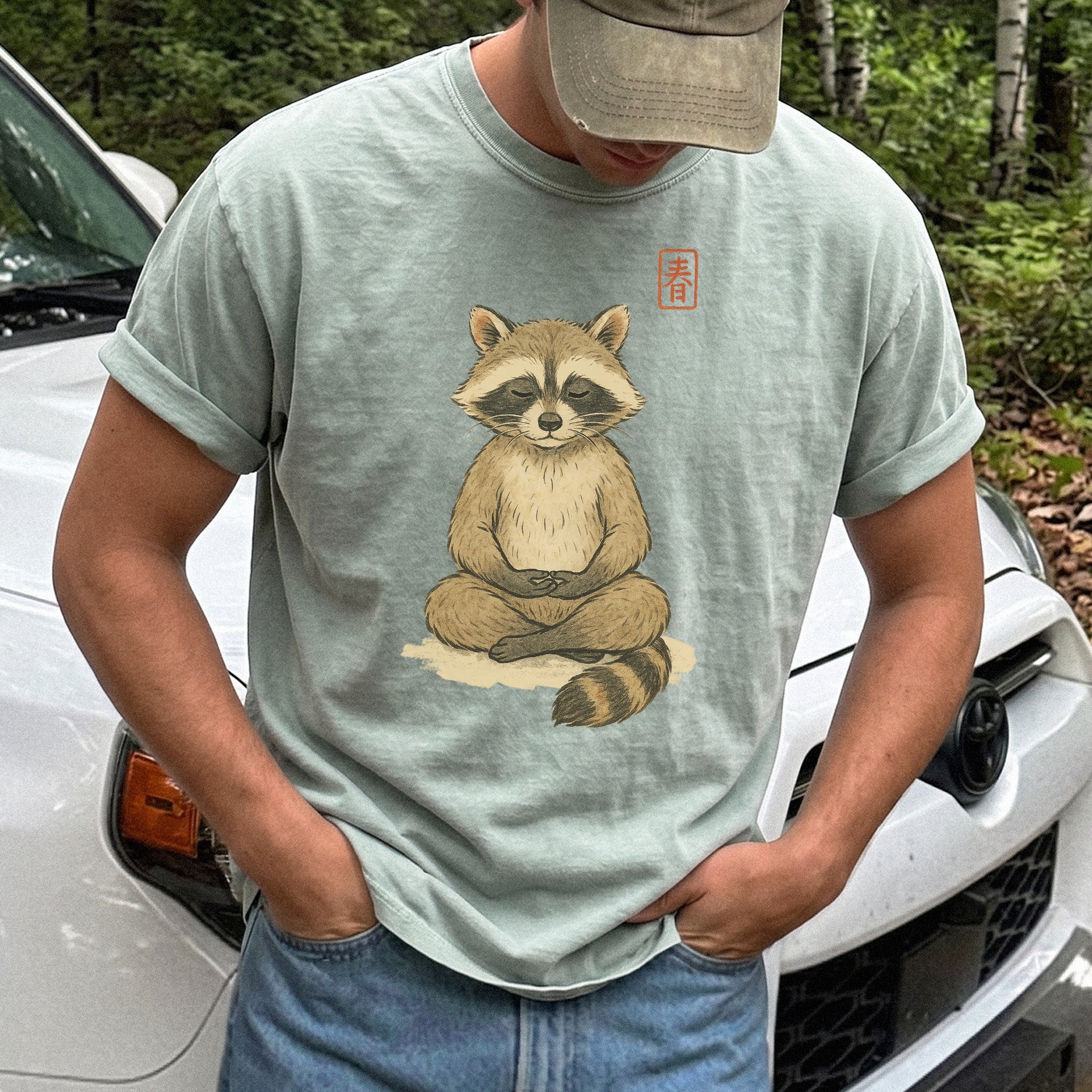 Meditating Raccoon Watercolor Comfort Colors Shirt