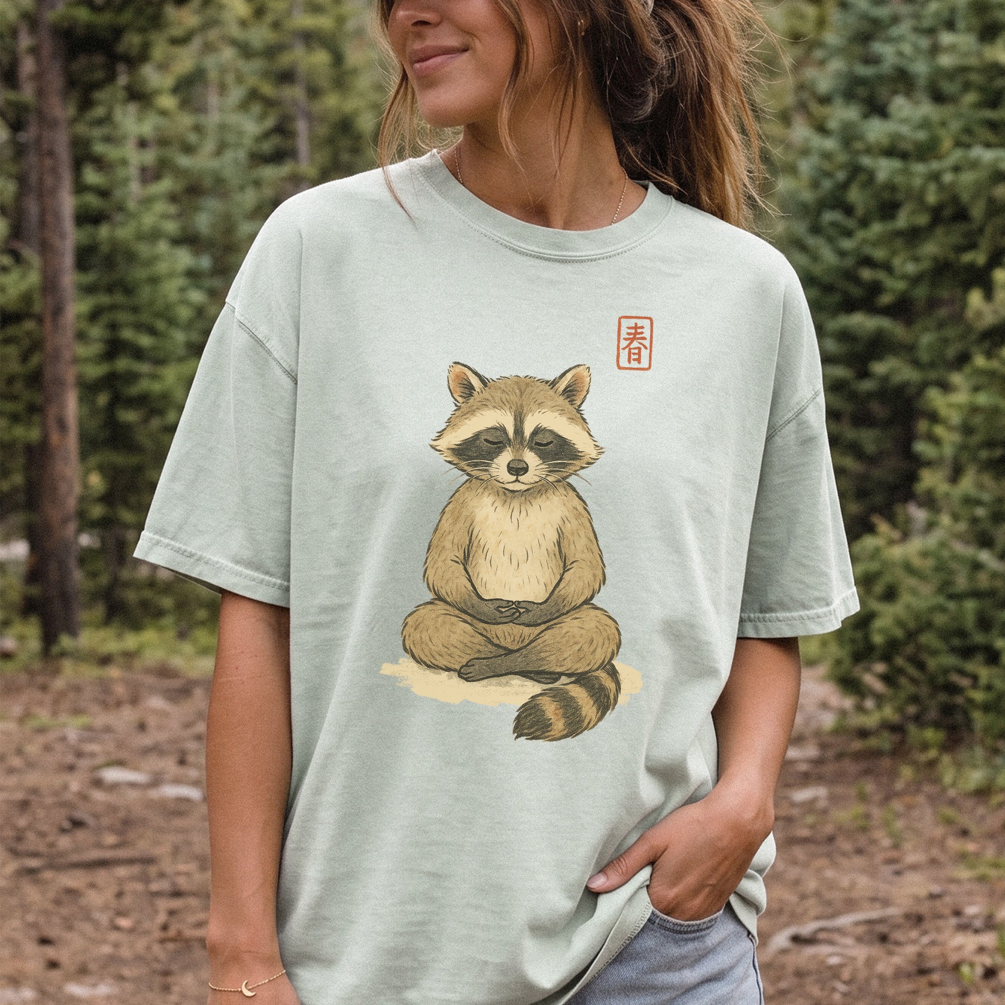 Meditating Raccoon Watercolor Comfort Colors Shirt