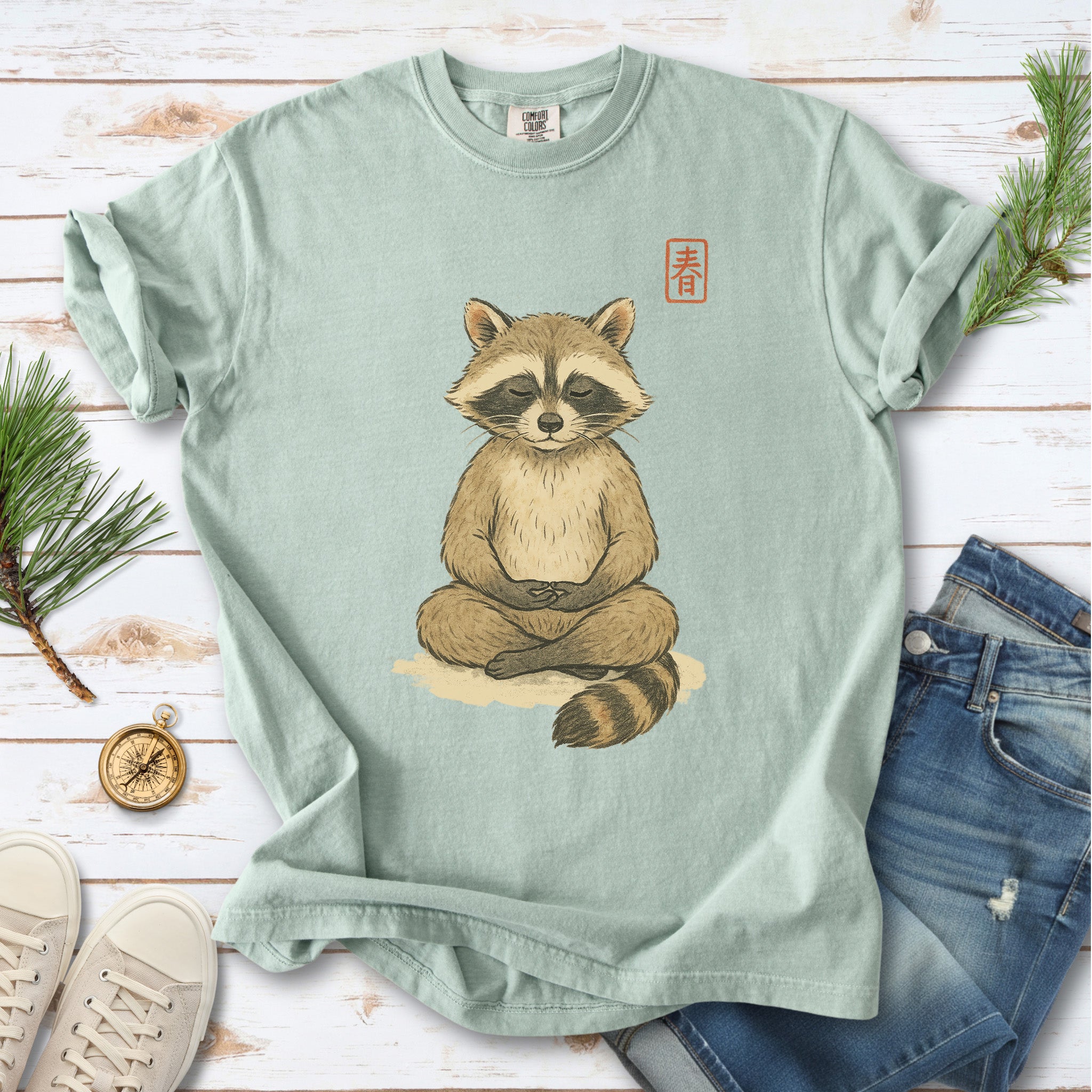 Meditating Raccoon Watercolor Comfort Colors Shirt