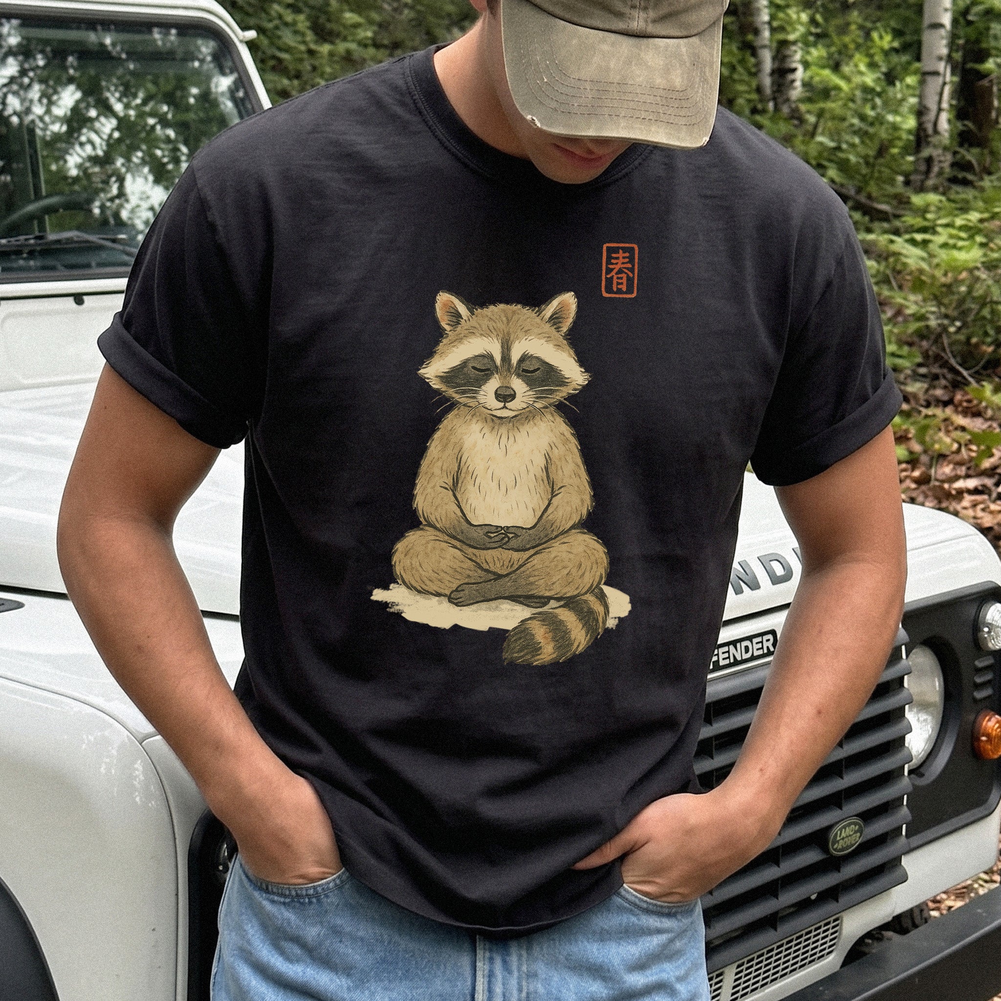 Meditating Raccoon Watercolor Comfort Colors Shirt