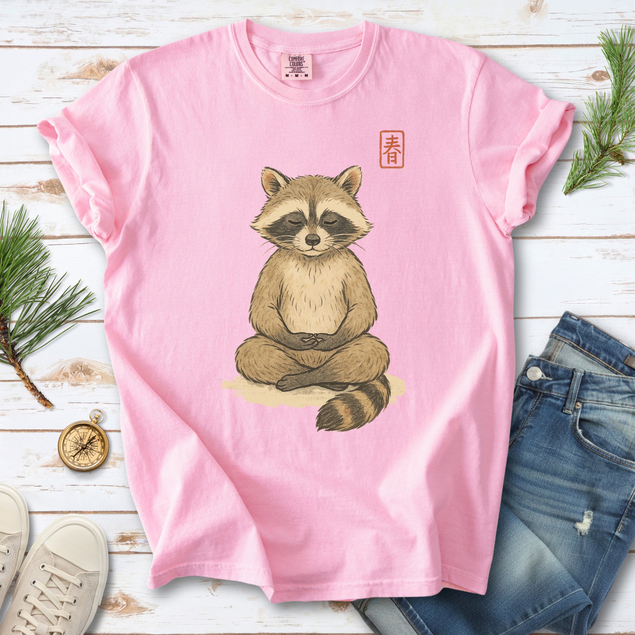 Meditating Raccoon Watercolor Comfort Colors Shirt