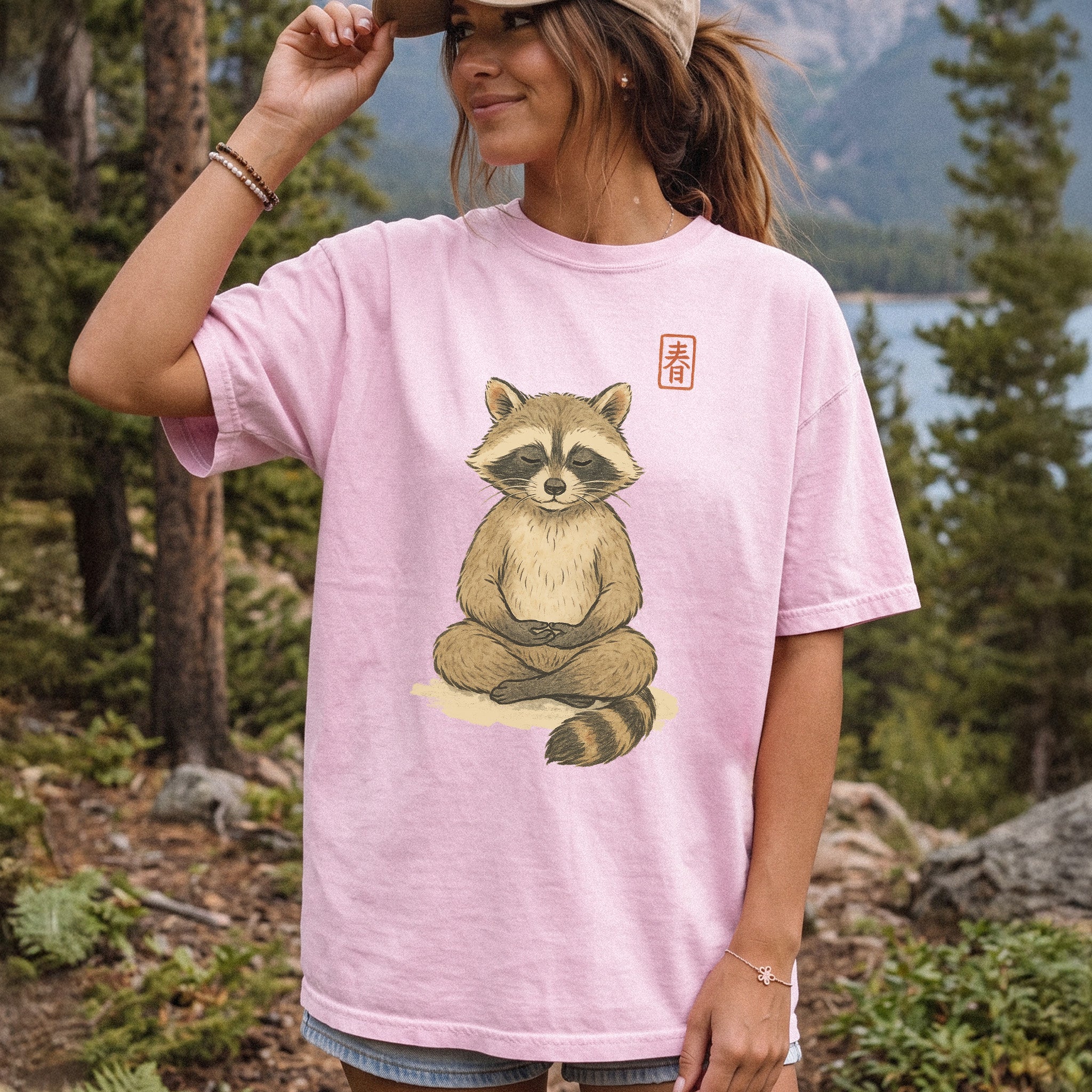 Meditating Raccoon Watercolor Comfort Colors Shirt