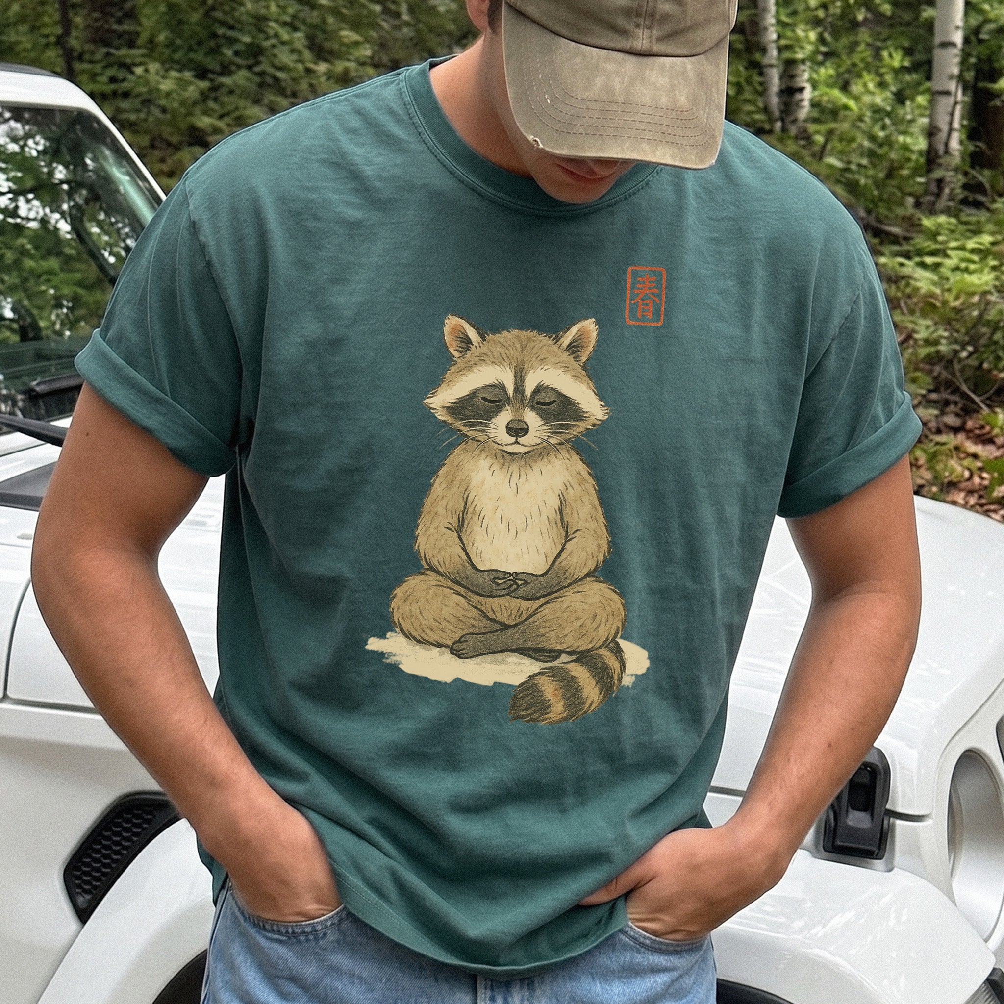 Meditating Raccoon Watercolor Comfort Colors Shirt
